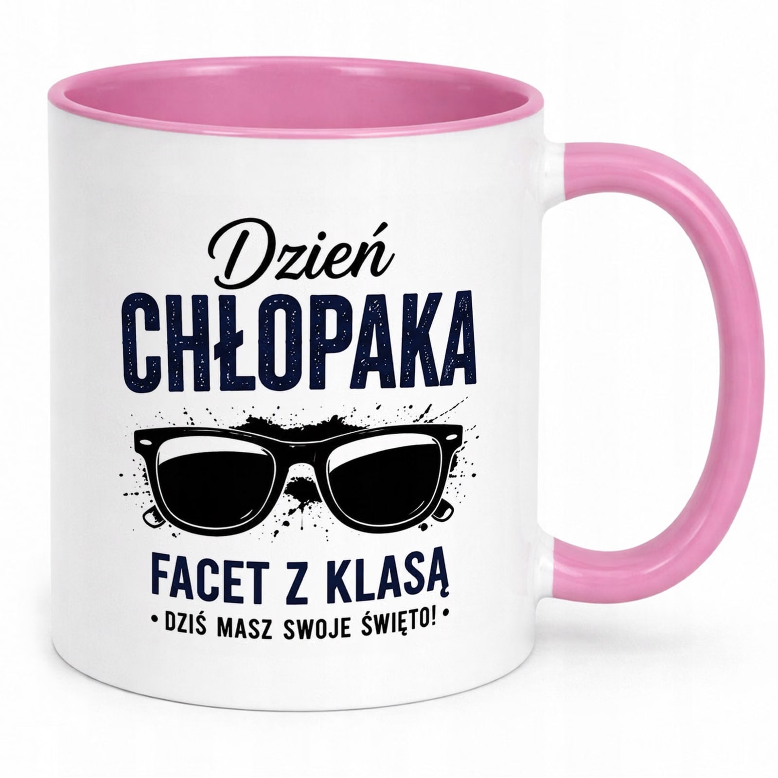 Różowy Kubek z nadrukiem Dzień Chłopaka Mężczyzny Upominek Prezent