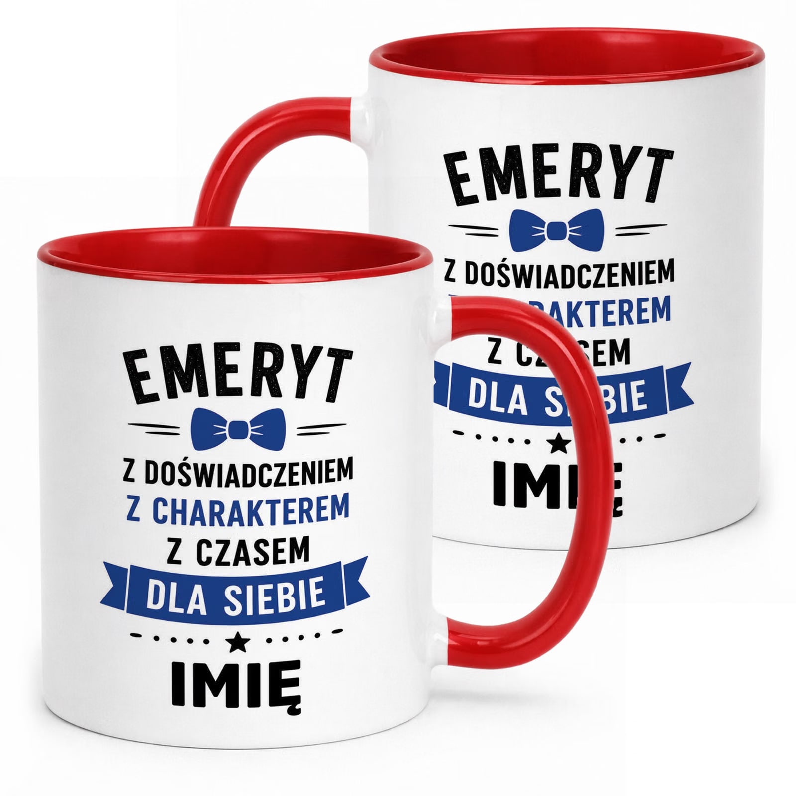 Kubek Czerwony Personalizowany z Nadrukiem Emerytura Dla Emeryta Prezent