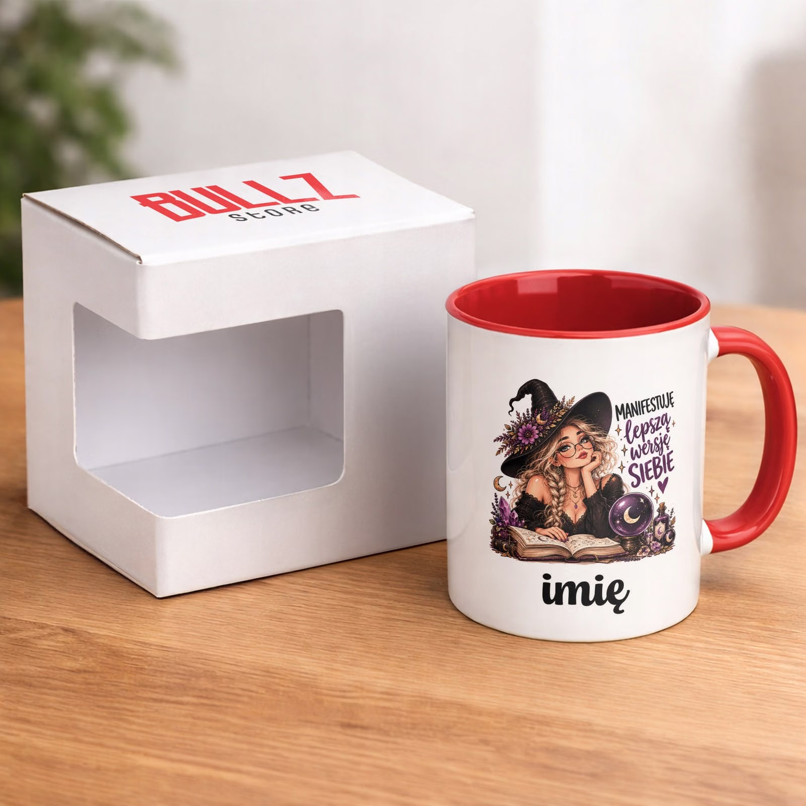 Kubek Czerwony Personalizowany z Nadrukiem Dla Kobiet Czarownica Wiedźma