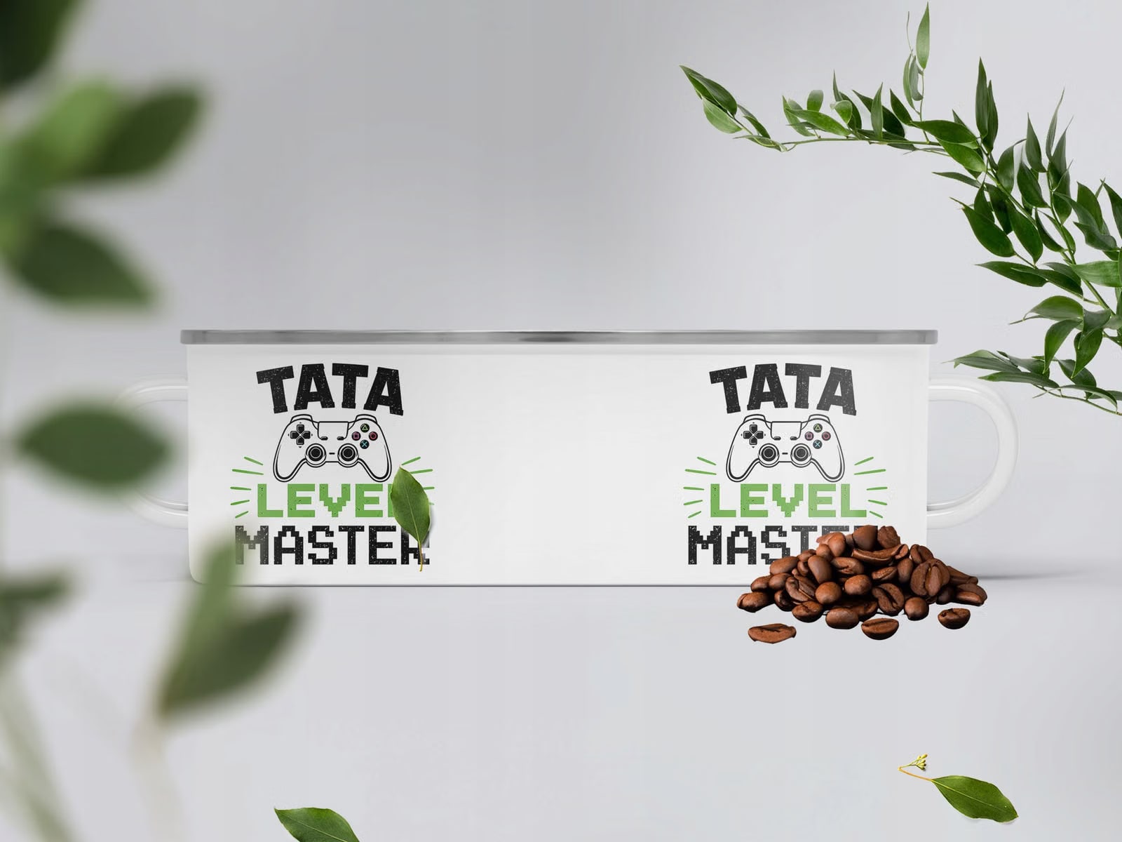 Kubek Emaliowany dla taty prezent Dzień Ojca z Nadrukiem Biały Metalowy