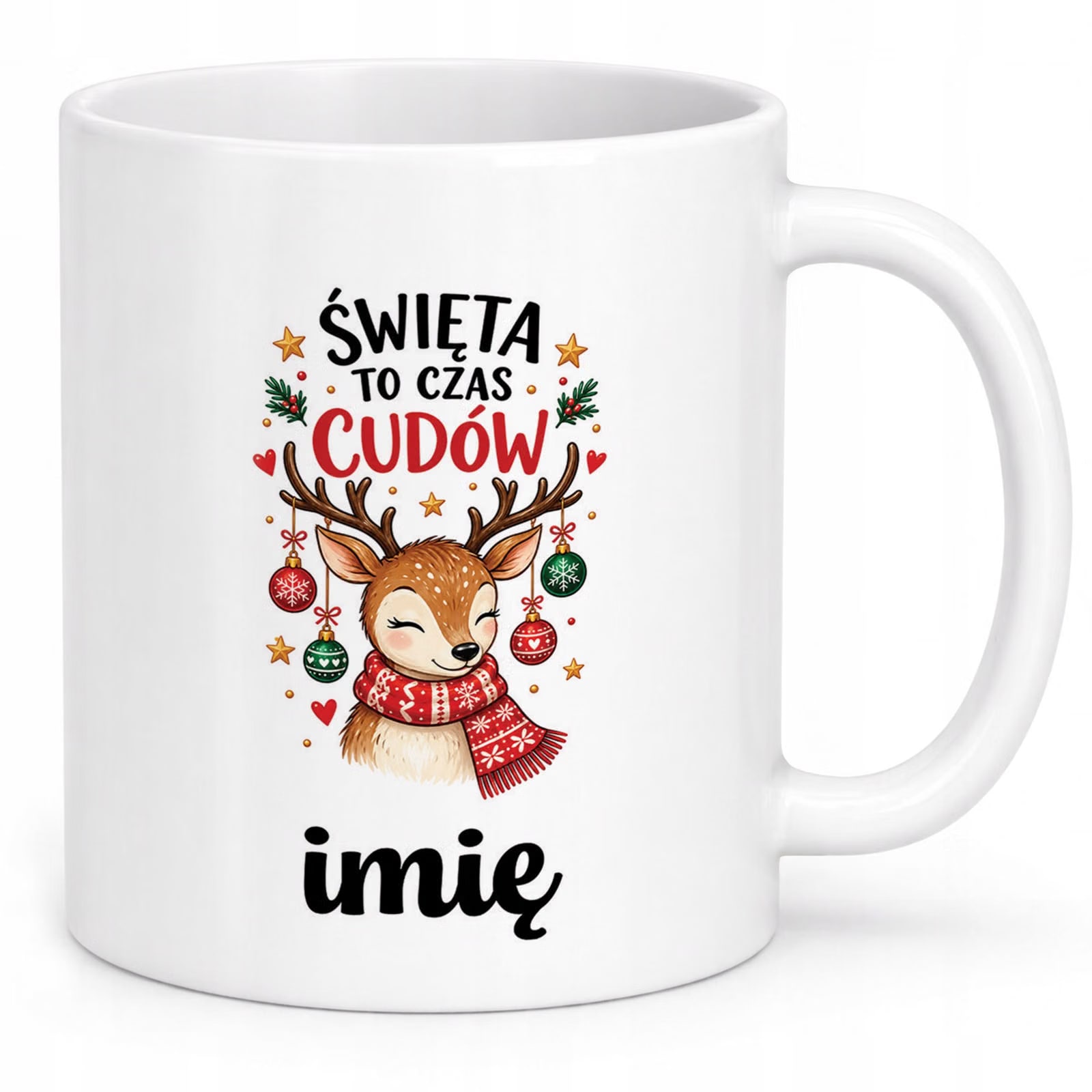 Kubek Biały Personalizowany z Nadrukiem Boże Narodzenie Święta Prezent