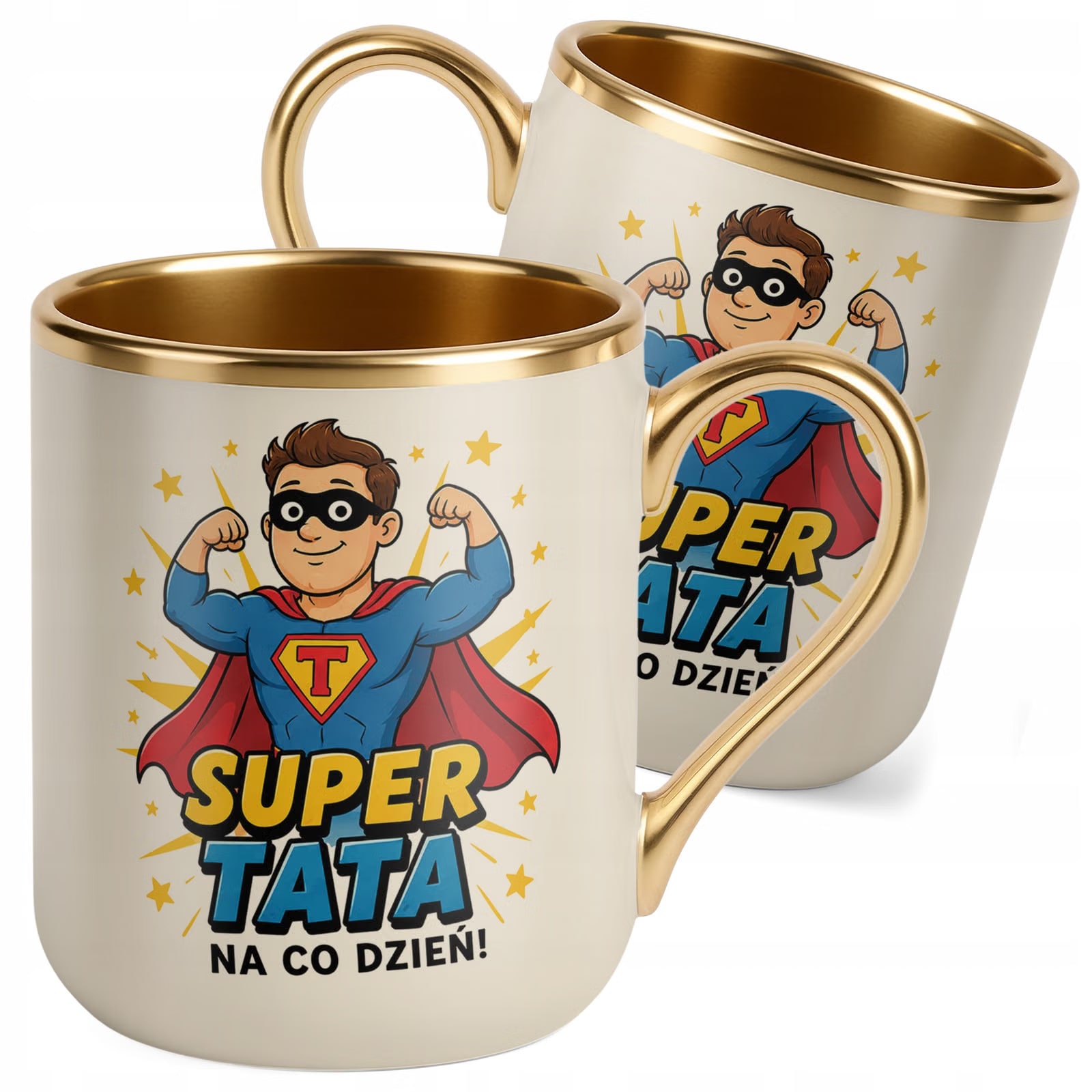 Kubek Premium Złoty Ecru upominek dla taty prezent na Dzień Ojca