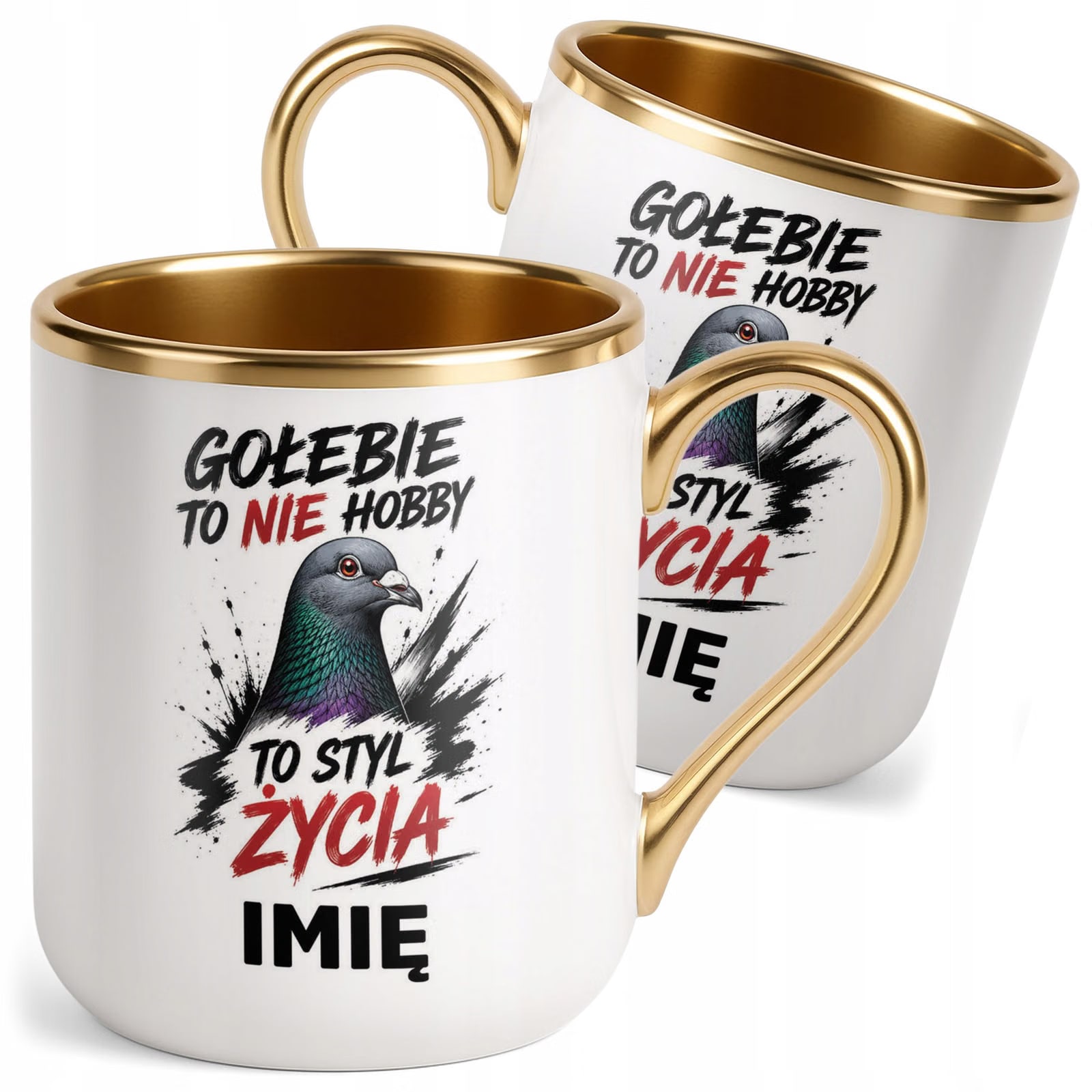 Kubek Personalizowany z nadrukiem Premium Złoty Dla Gołębiarza Prezent