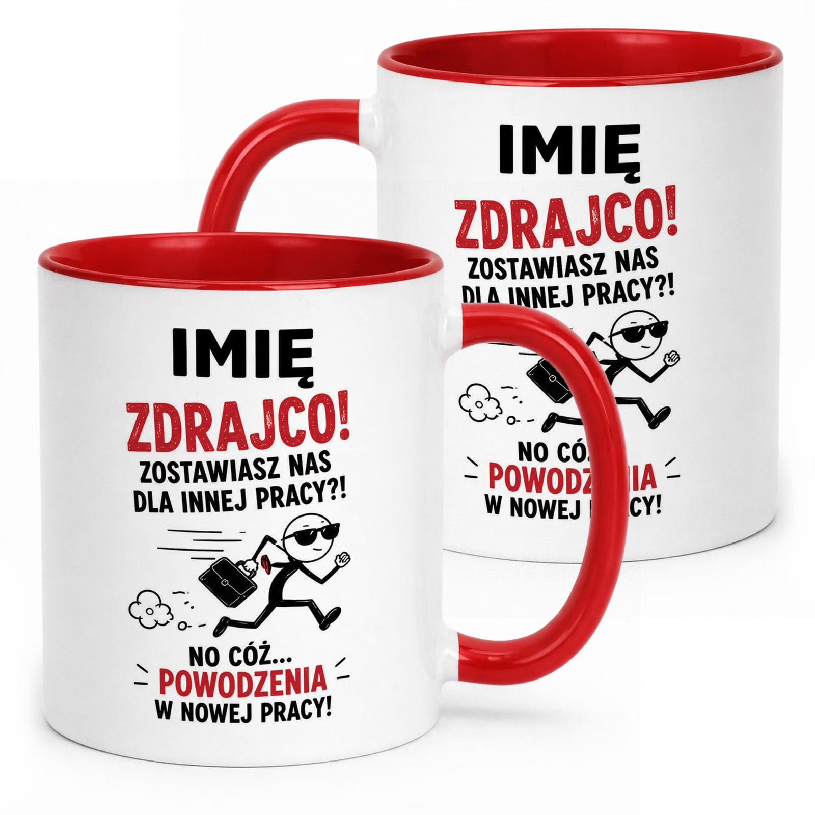 Kubek Czerwony Personalizowany z Nadrukiem Pożegnanie Odejście z Pracy