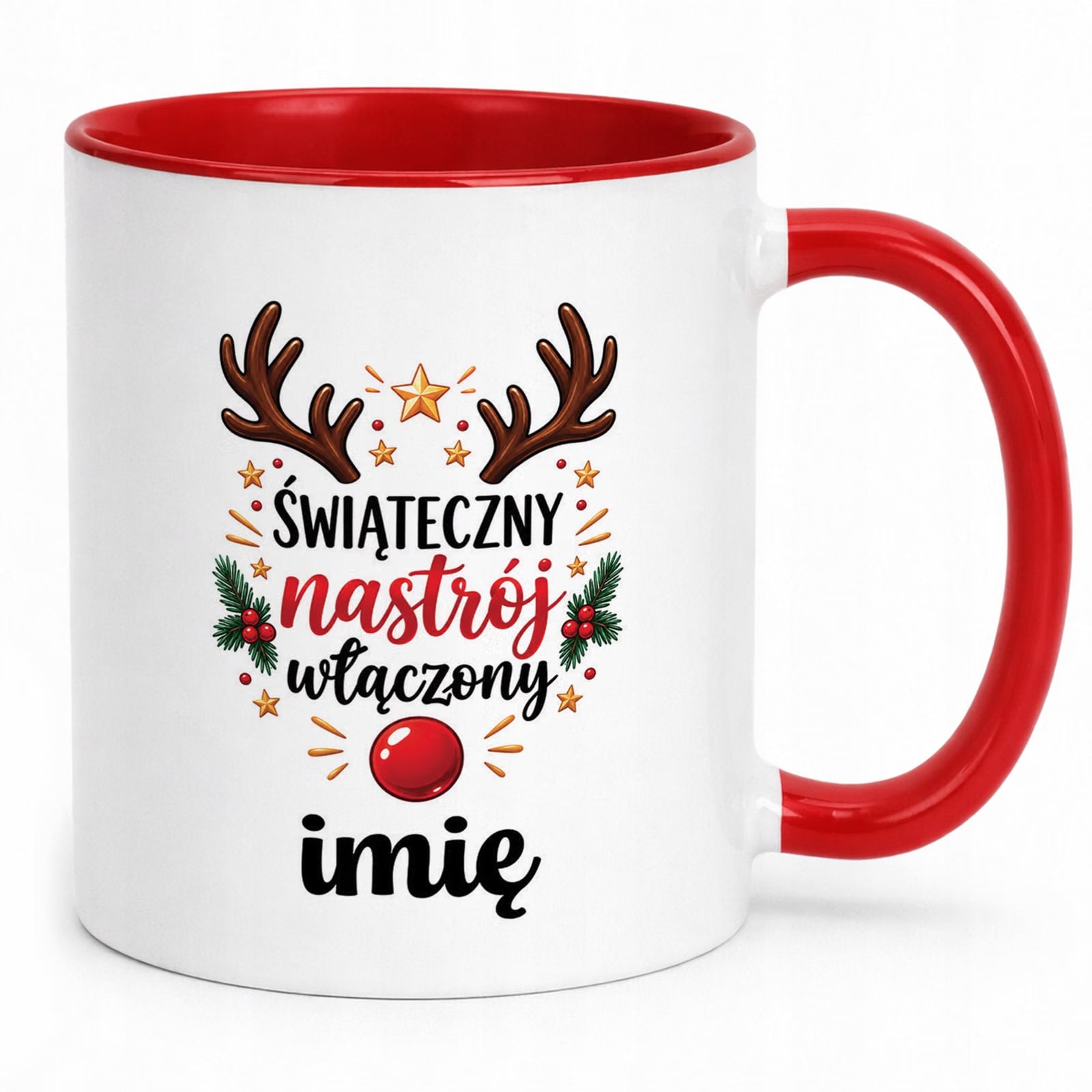 Kubek Czerwony Personalizowany z Nadrukiem Boże Narodzenie Święta Prezent
