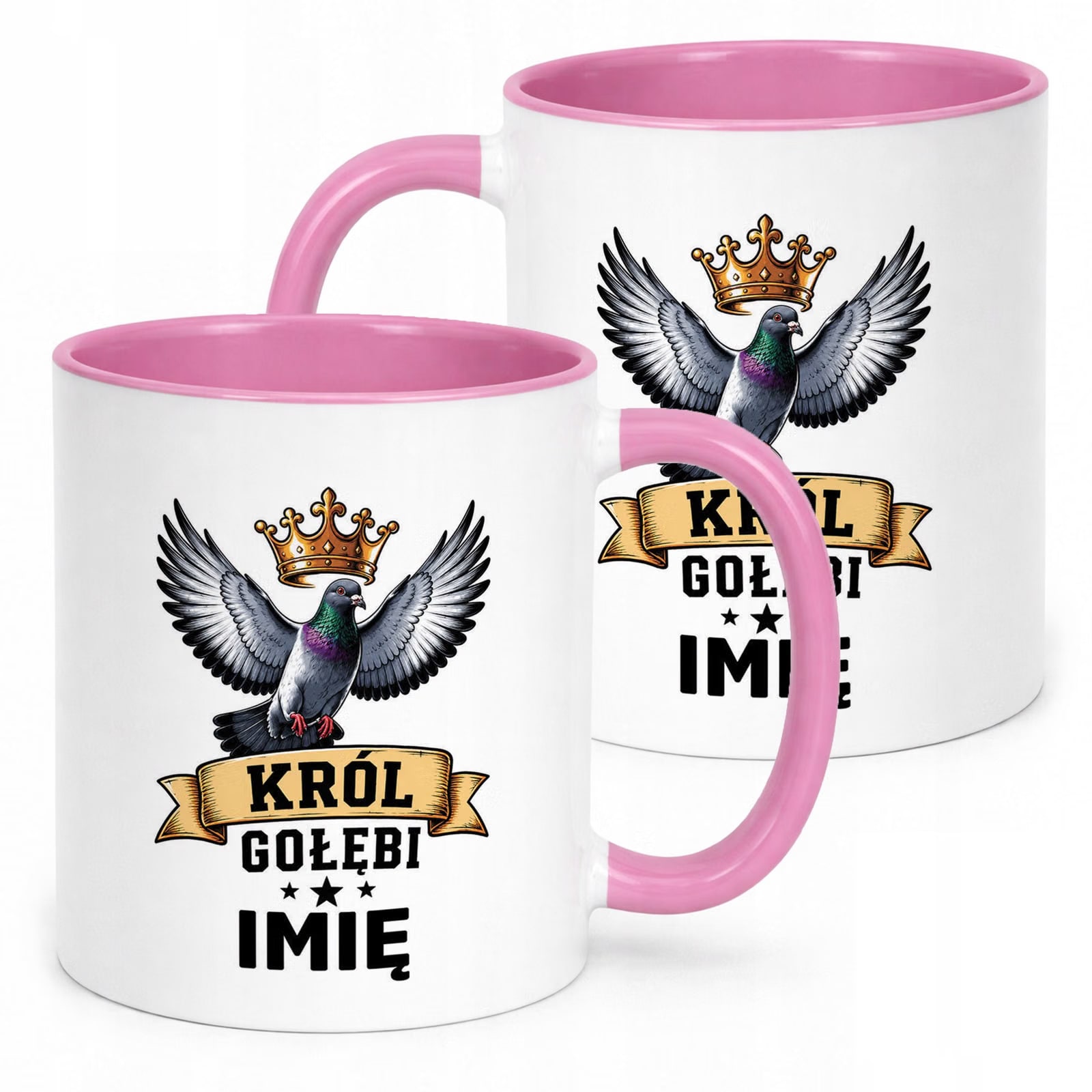 Różowy Kubek Personalizowany z nadrukiem Dla Gołębiarza Upominek Prezent