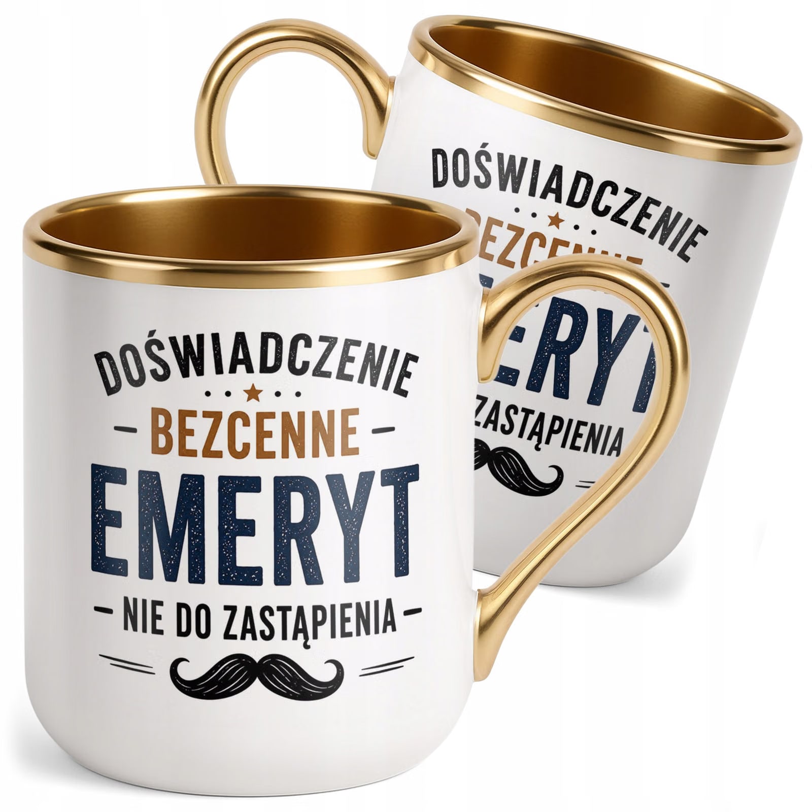 Kubek z nadrukiem Premium Złoty Emerytura Dla Emeryta Upominek Prezent
