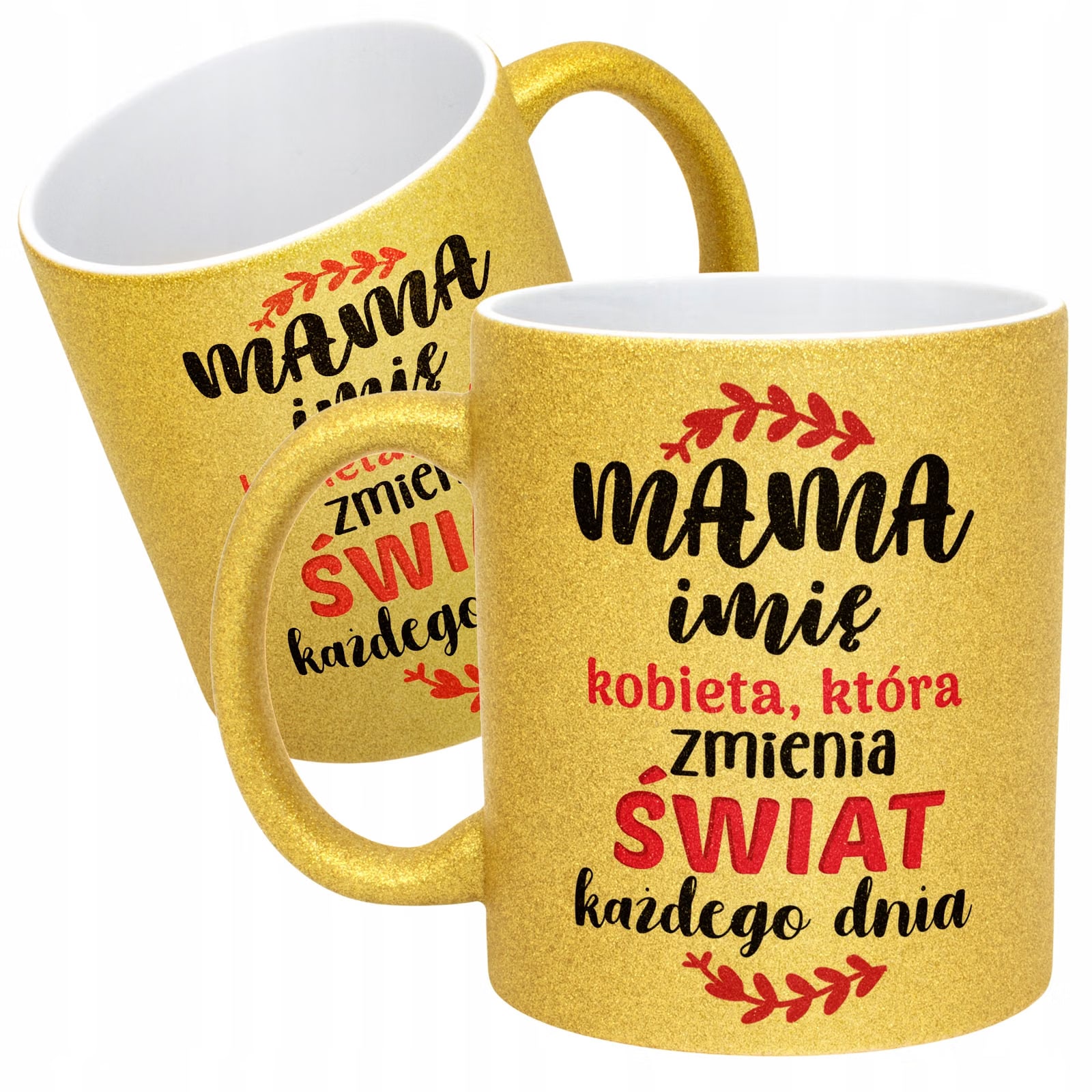 Złoty kubek brokatowy Personalizowany Dzień Matki Dla Mamy Prezent