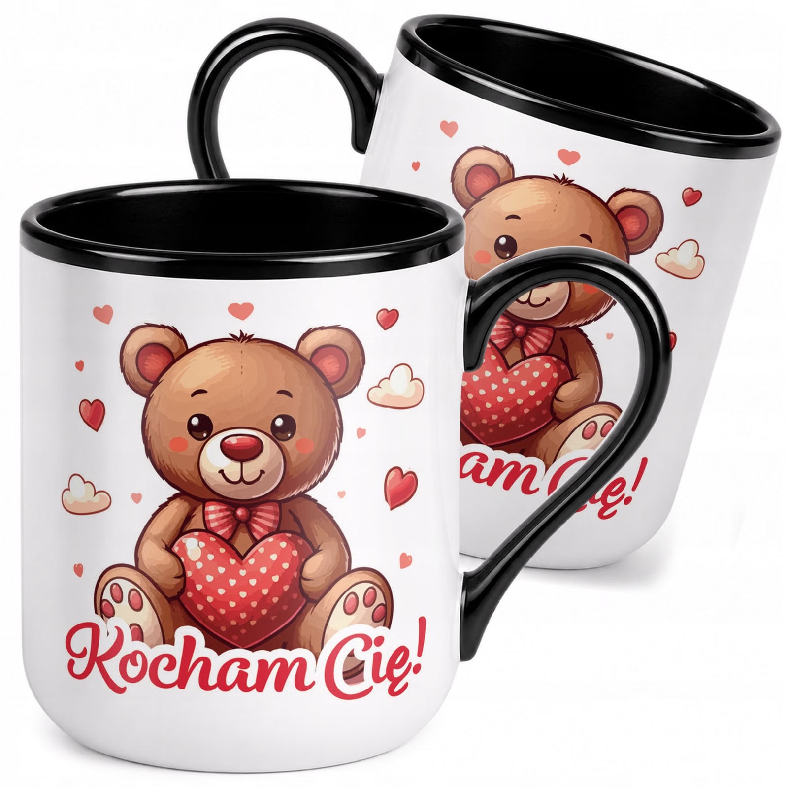 Kubek z nadrukiem Premium Czarny Walentynki Kocham Cię Upominek Prezent