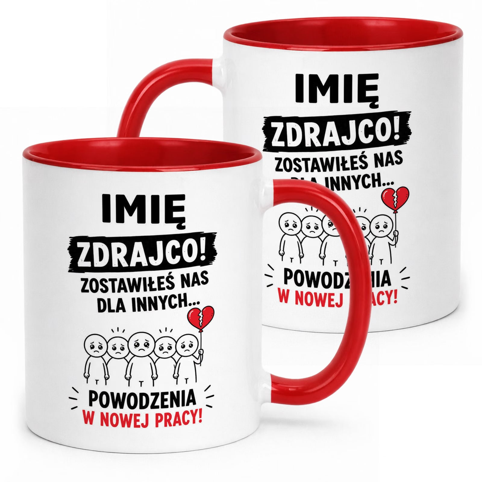 Kubek Czerwony Personalizowany z Nadrukiem Pożegnanie Odejście z Pracy