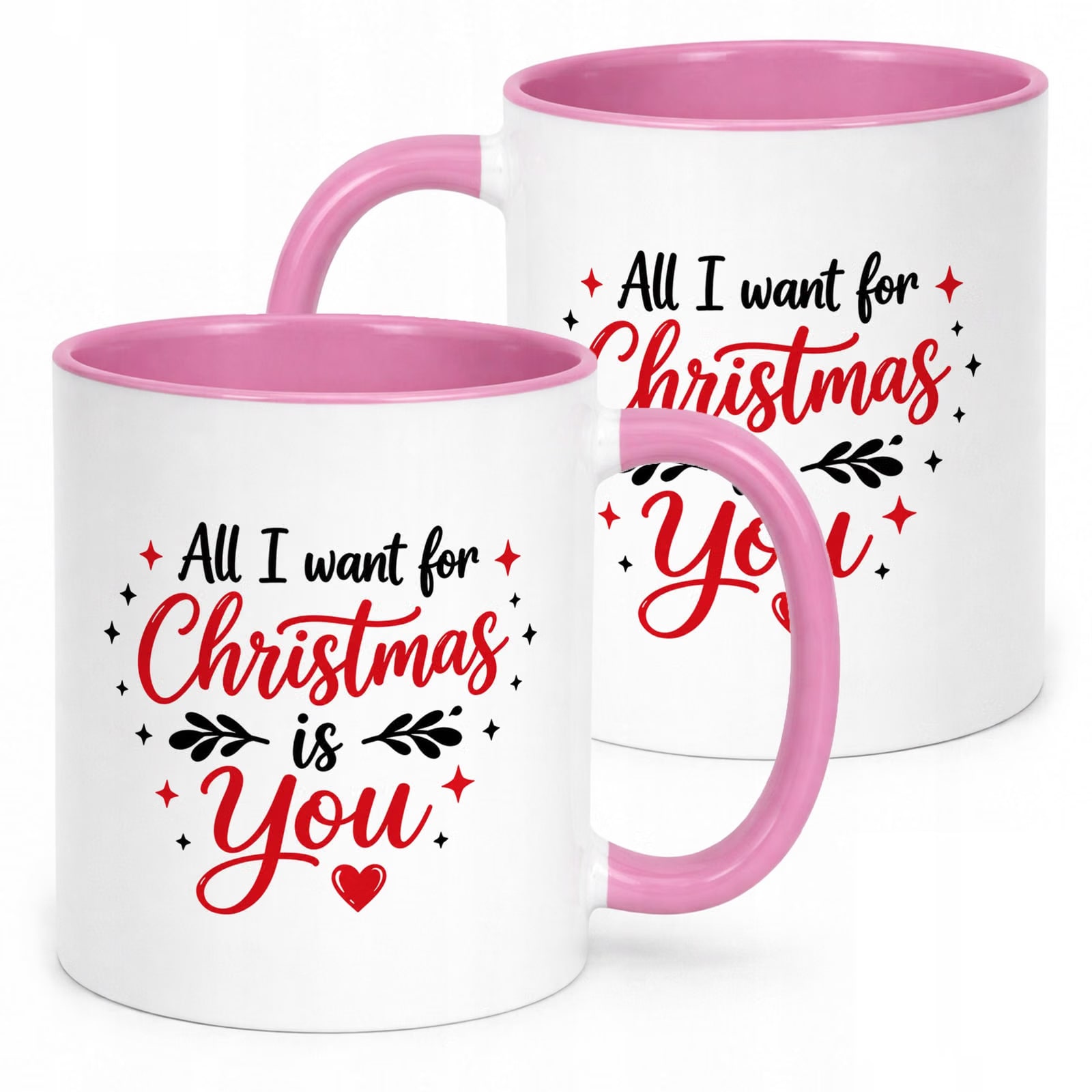 Kubek Różowy z Nadrukiem Boże Narodzenie All I Want For Christmas Prezent