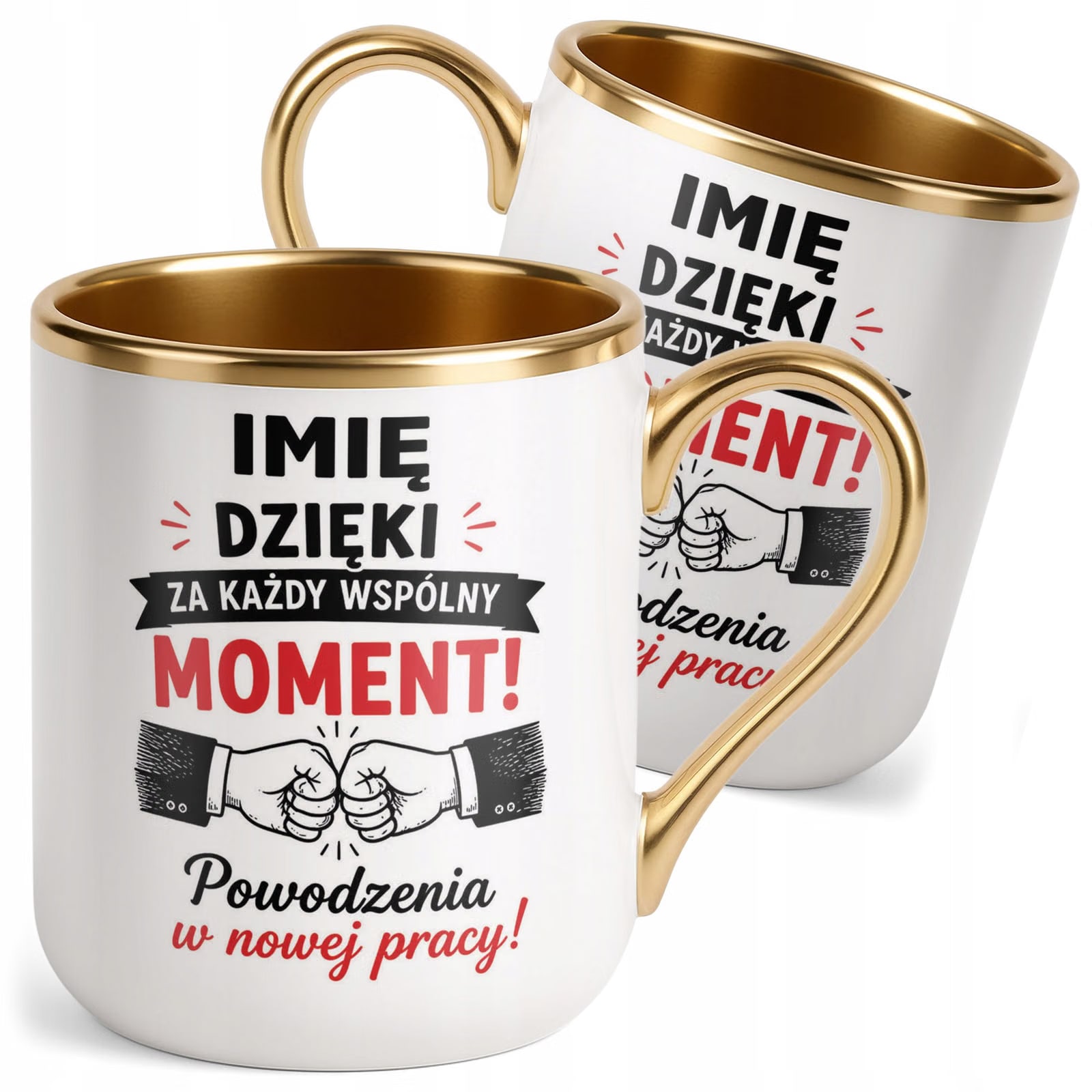Kubek Personalizowany z nadrukiem Premium Złoty Odejście z Pracy