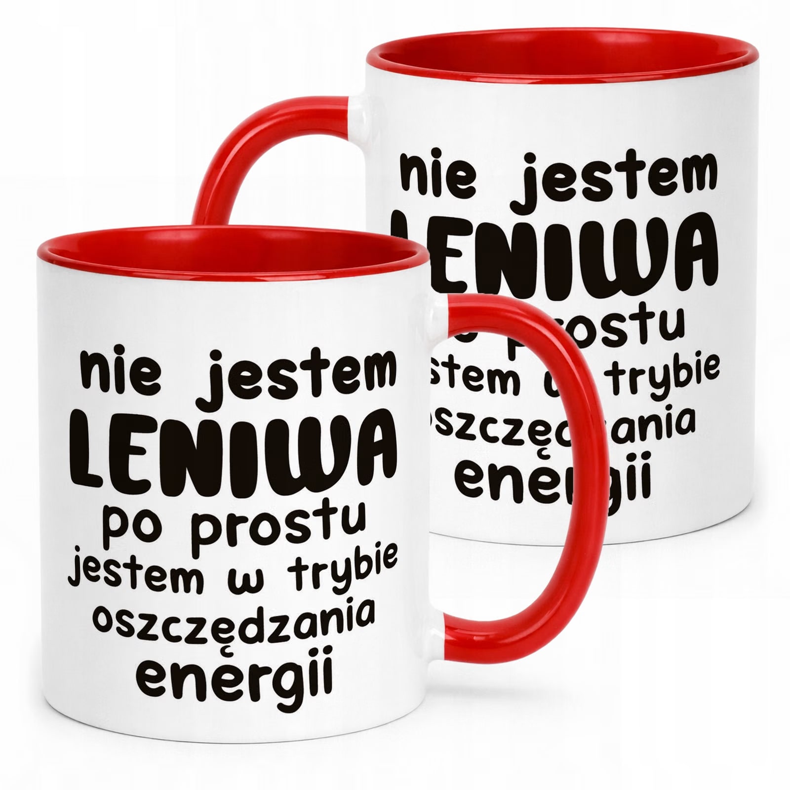 Kubek Czerwony Nie Jestem Leniwa Śmieszny Zabawny Prezent