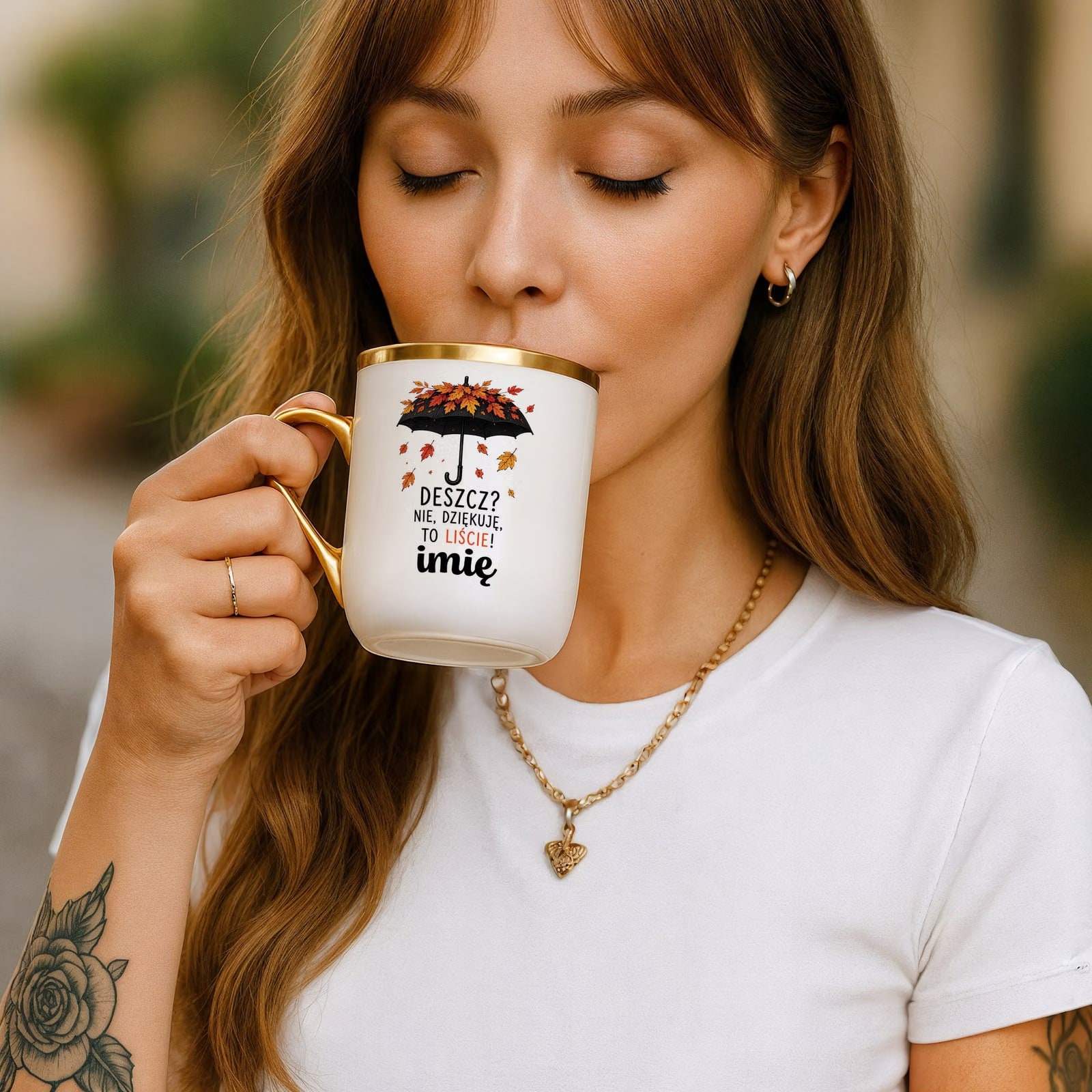 Kubek Personalizowany z nadrukiem Premium Złoty Jesienny Jesień