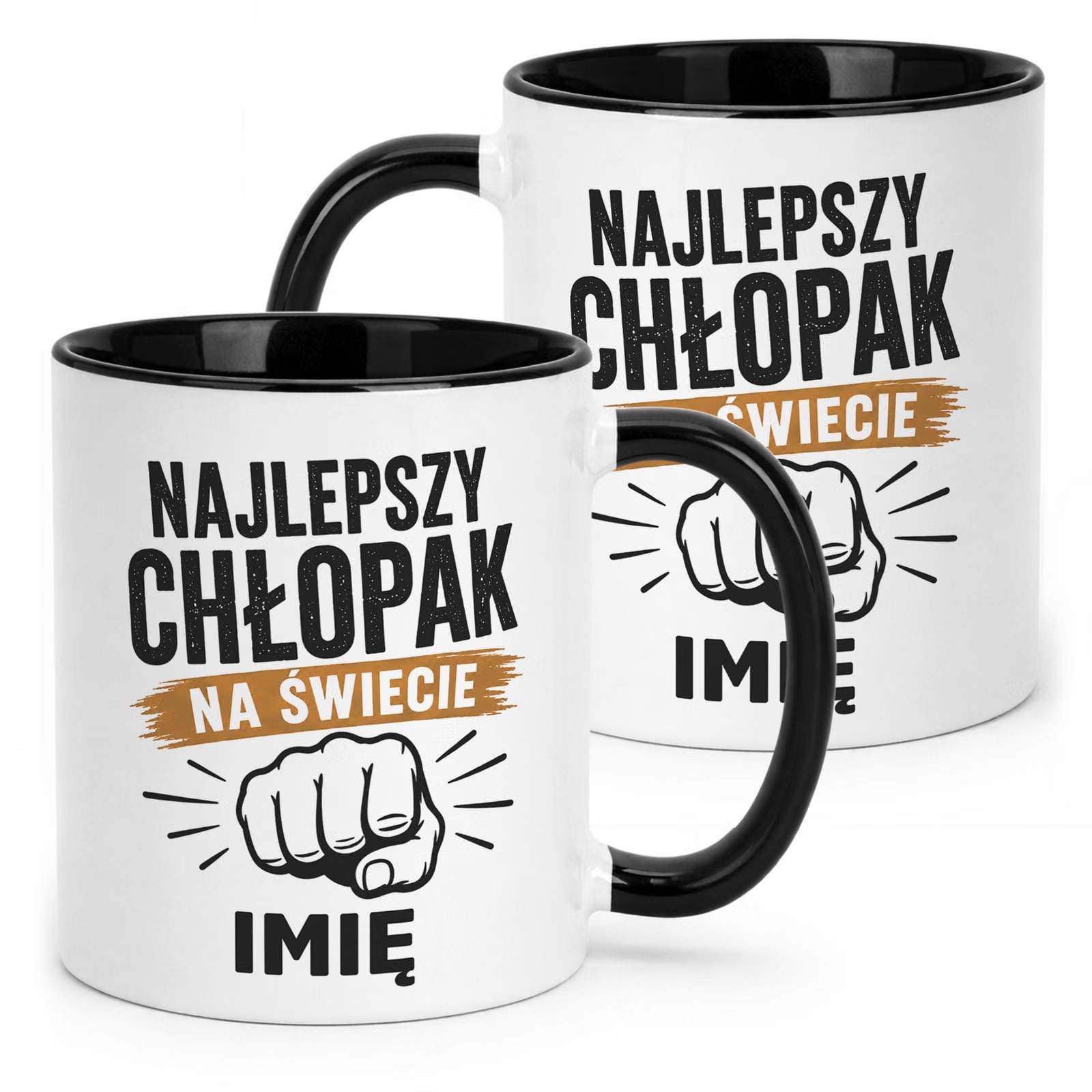 Czarny Kubek personalizowany z nadrukiem Dzień Chłopaka Mężczyzny Prezent