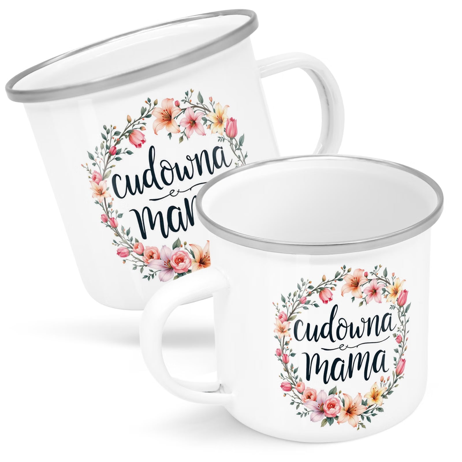 Emaliowany Kubek Garnuszek Dzień Matki Dla Mamy Prezent Cudowna Mama