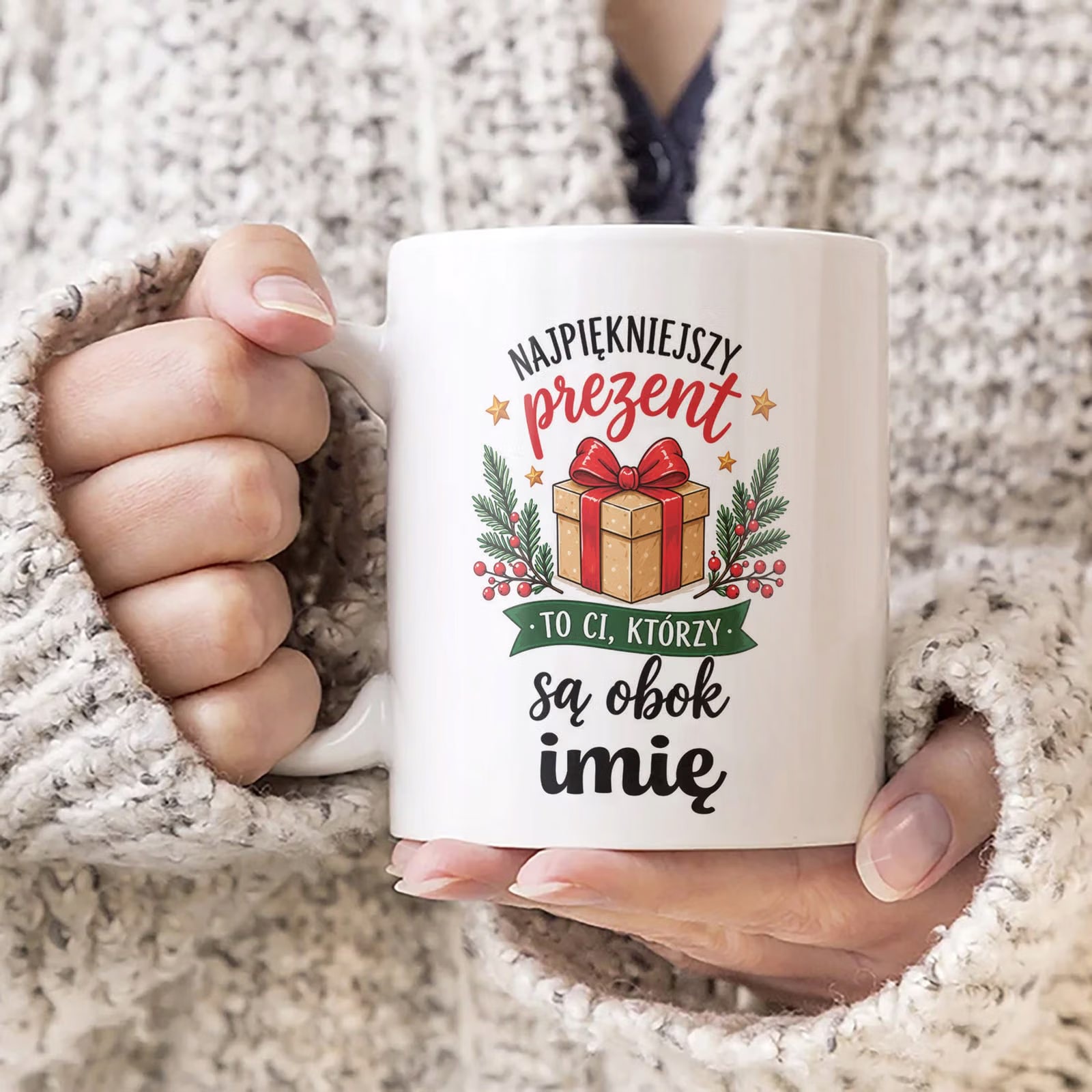 Kubek Biały Personalizowany z Nadrukiem Boże Narodzenie Święta Prezent