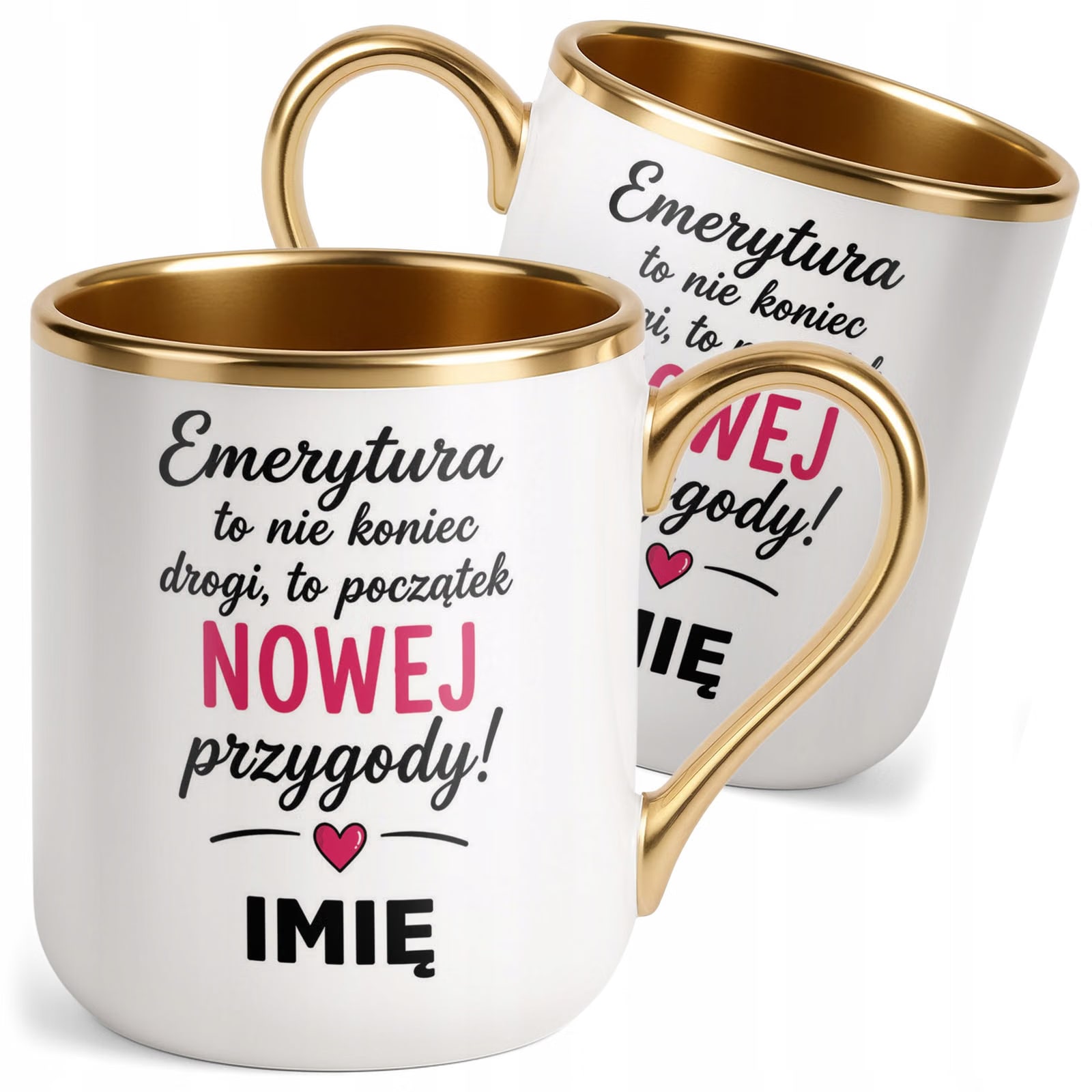 Kubek Personalizowany z nadrukiem Premium Złoty Emerytura Prezent
