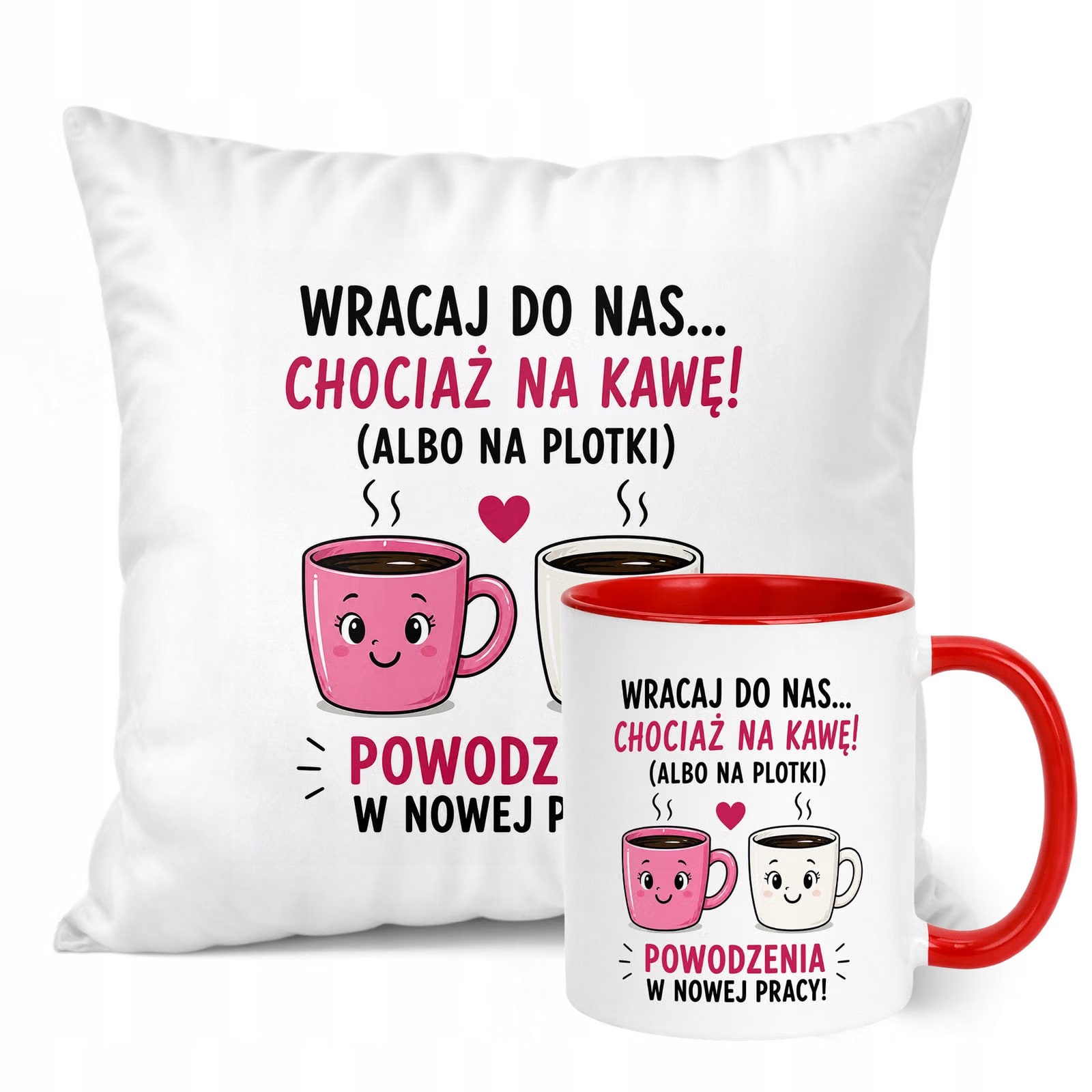 Zestaw Kubek Czerwony Poduszka Z Nadrukiem Odejście z Pracy Prezent