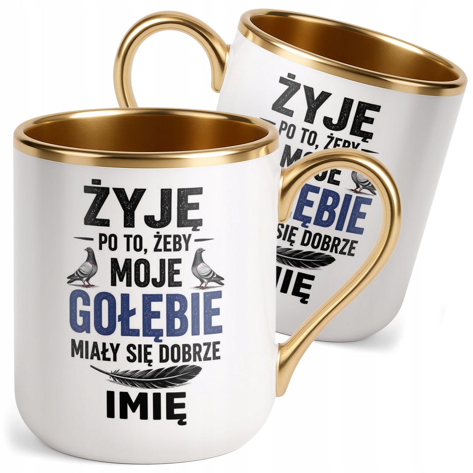 Kubek Personalizowany z nadrukiem Premium Złoty Dla Gołębiarza Prezent