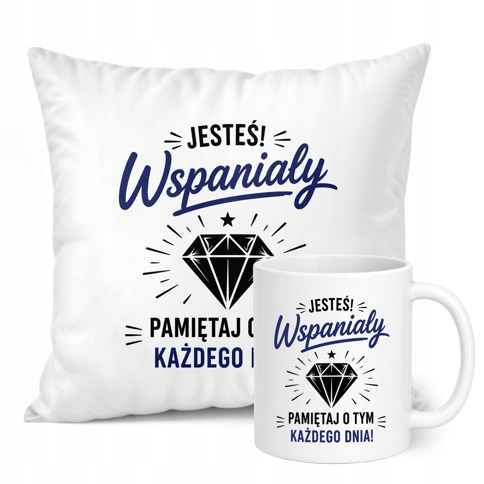 Zestaw Kubek Biały Poduszka Dzień Chłopaka Z Nadrukiem Prezent Upominek