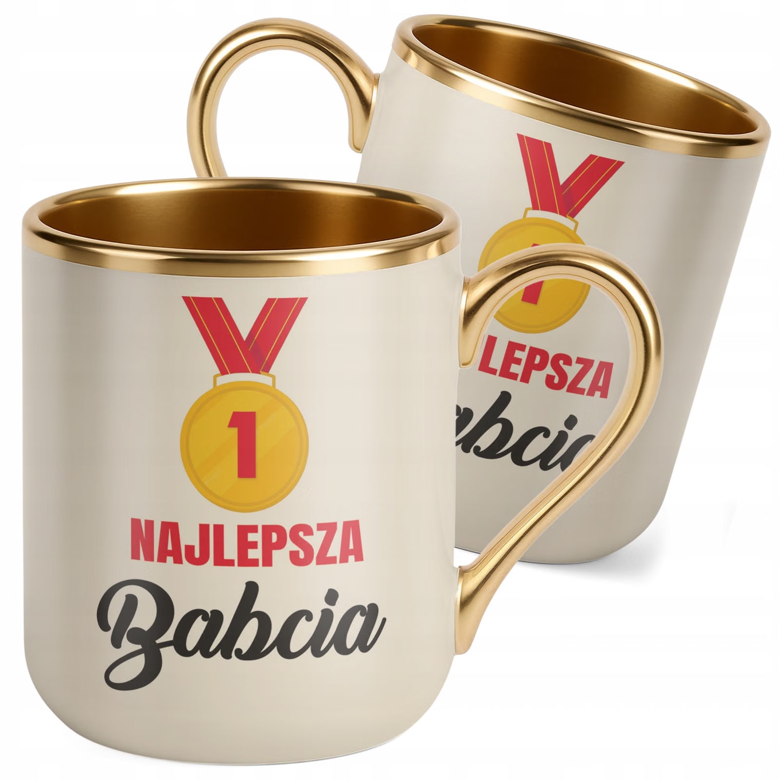 Kubek Premium Złoty Ecru Dzień Babci Dla Babci Prezent Upominek