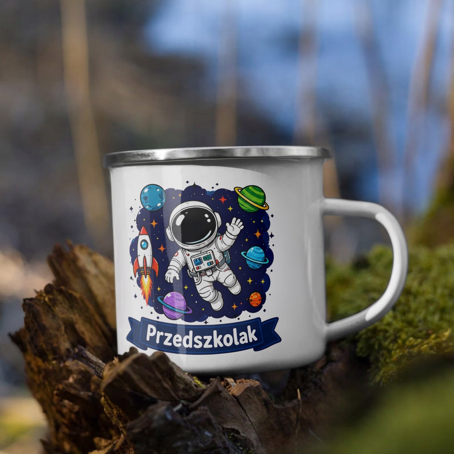 Zestaw Kubek Emaliowany Poduszka Z Nadrukiem Przedszkolak Szkoła Prezent