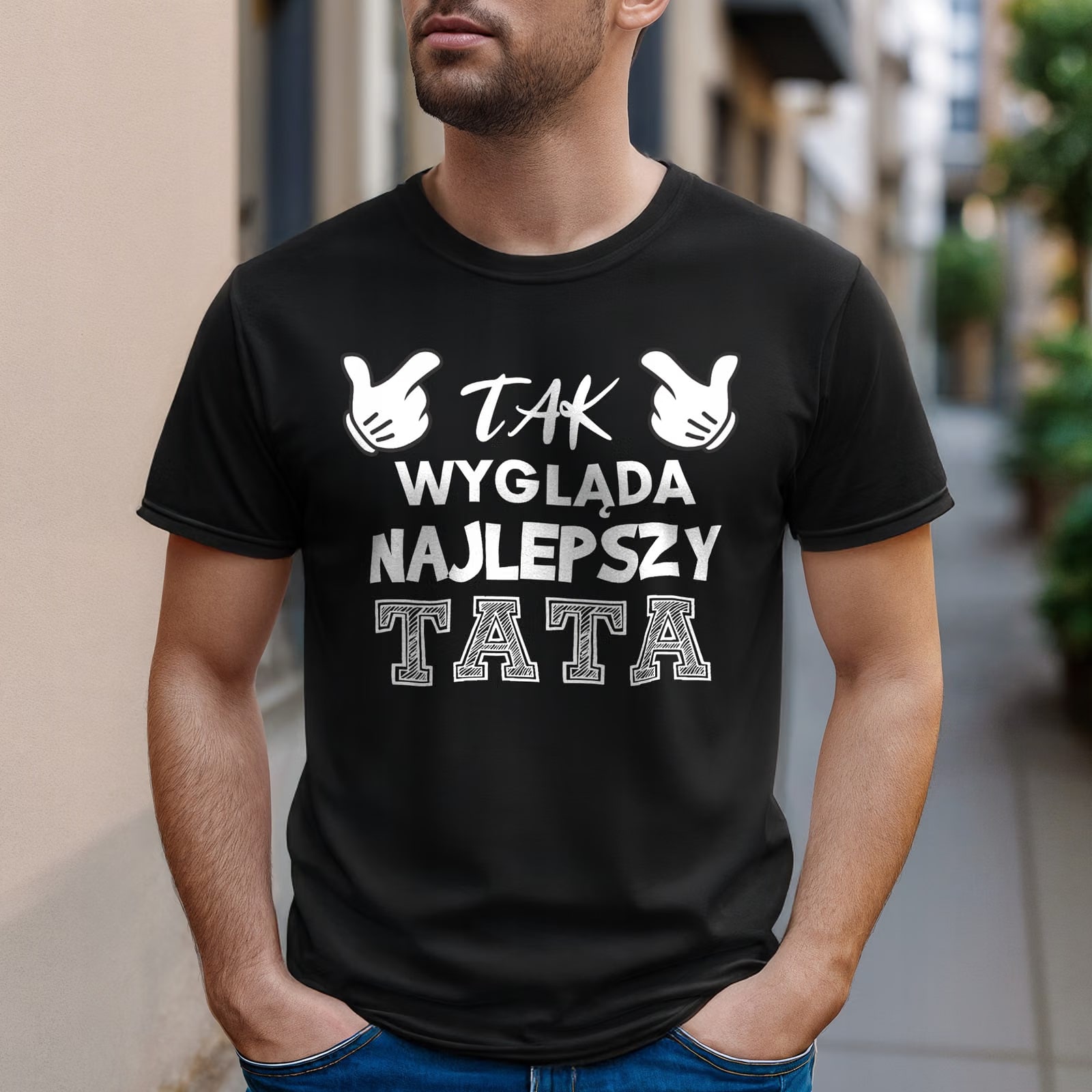 Koszulka czarna męska Dzień Ojca Dla Taty Prezent