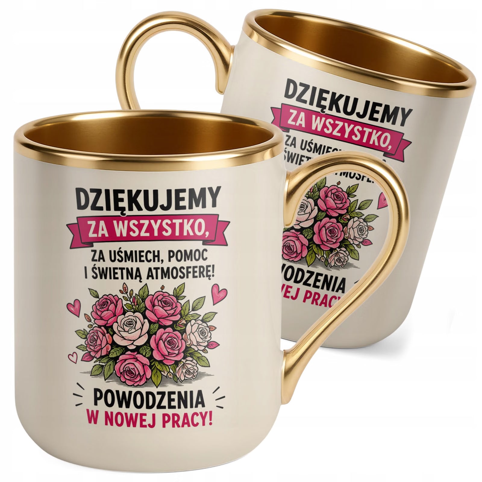 Kubek z nadrukiem Premium Złoty Ecru Pożegnanie Odejście z Pracy