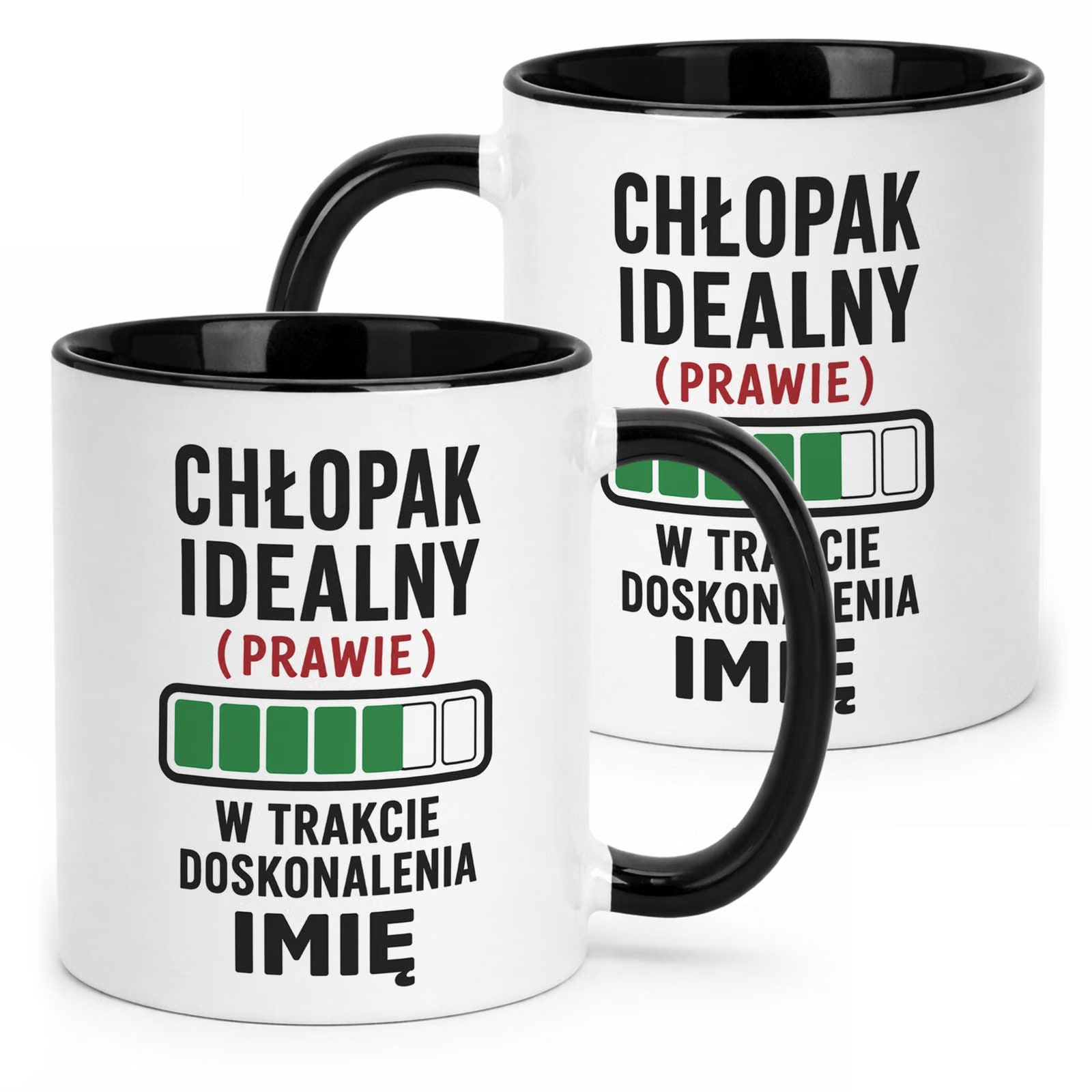 Czarny Kubek personalizowany z nadrukiem Dzień Chłopaka Mężczyzny Prezent