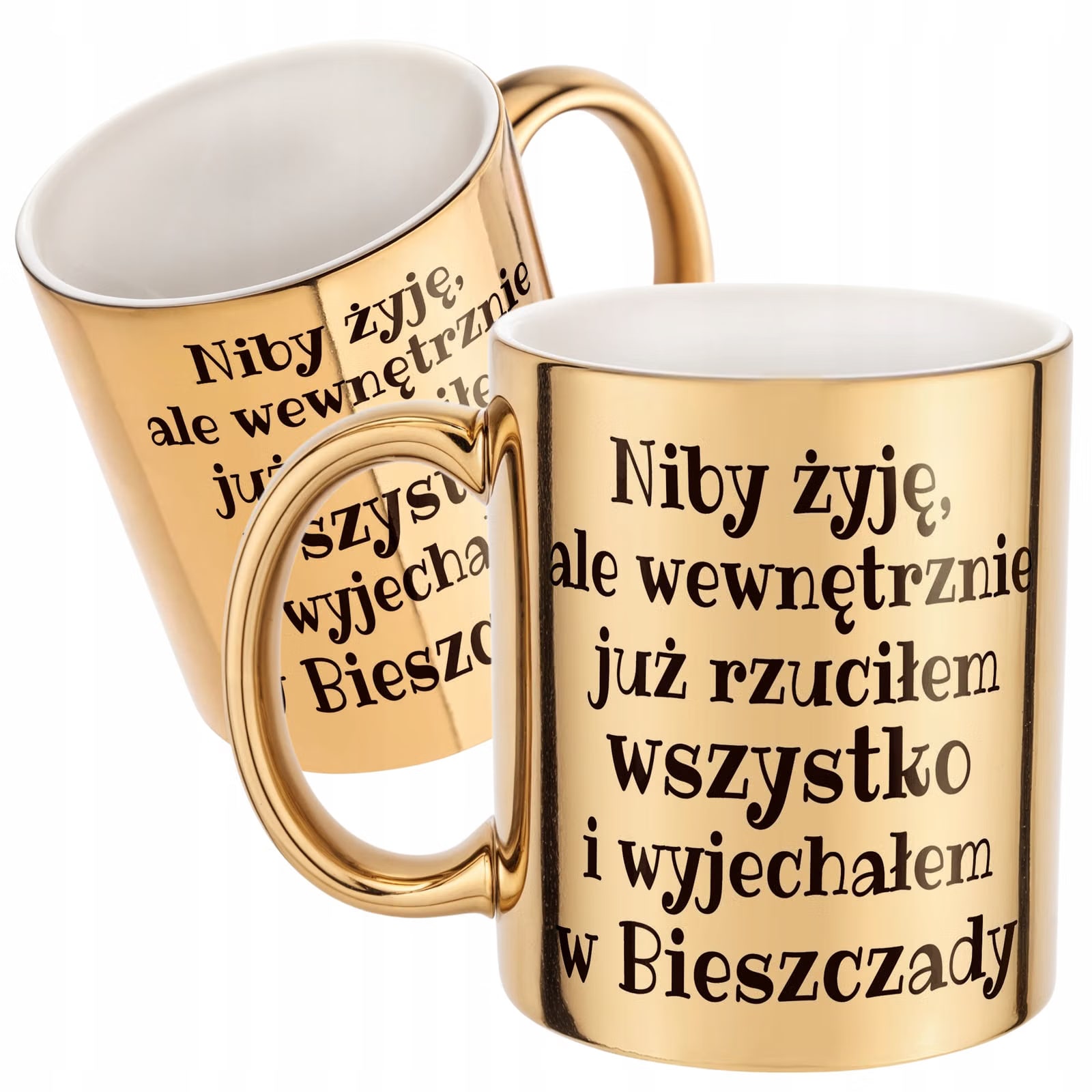 Złoty Kubek Niby Żyje Ale Wewnętrznie Śmieszny Zabawny Prezent