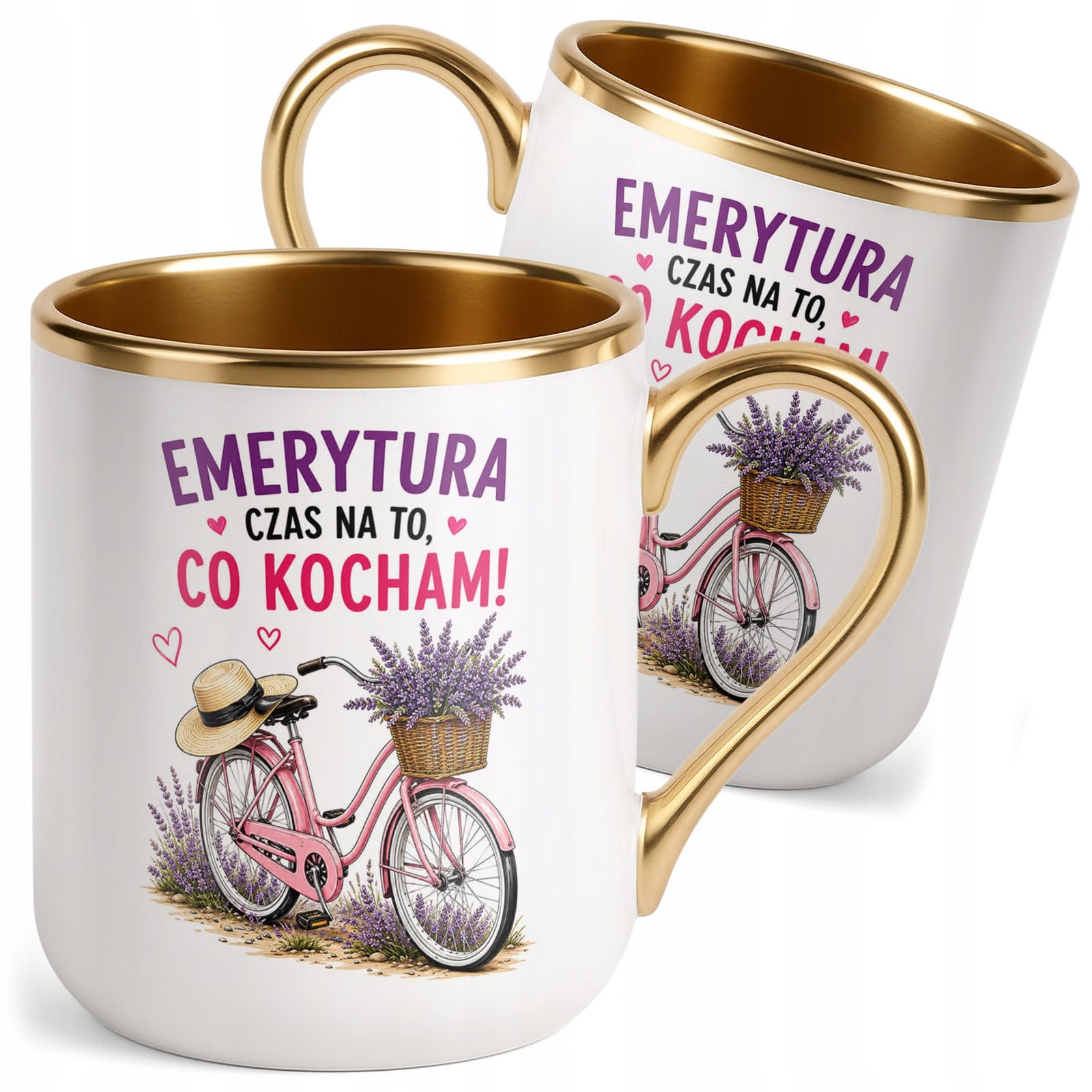Kubek z nadrukiem Premium Złoty Emerytura Dla Emerytki Upominek Prezent