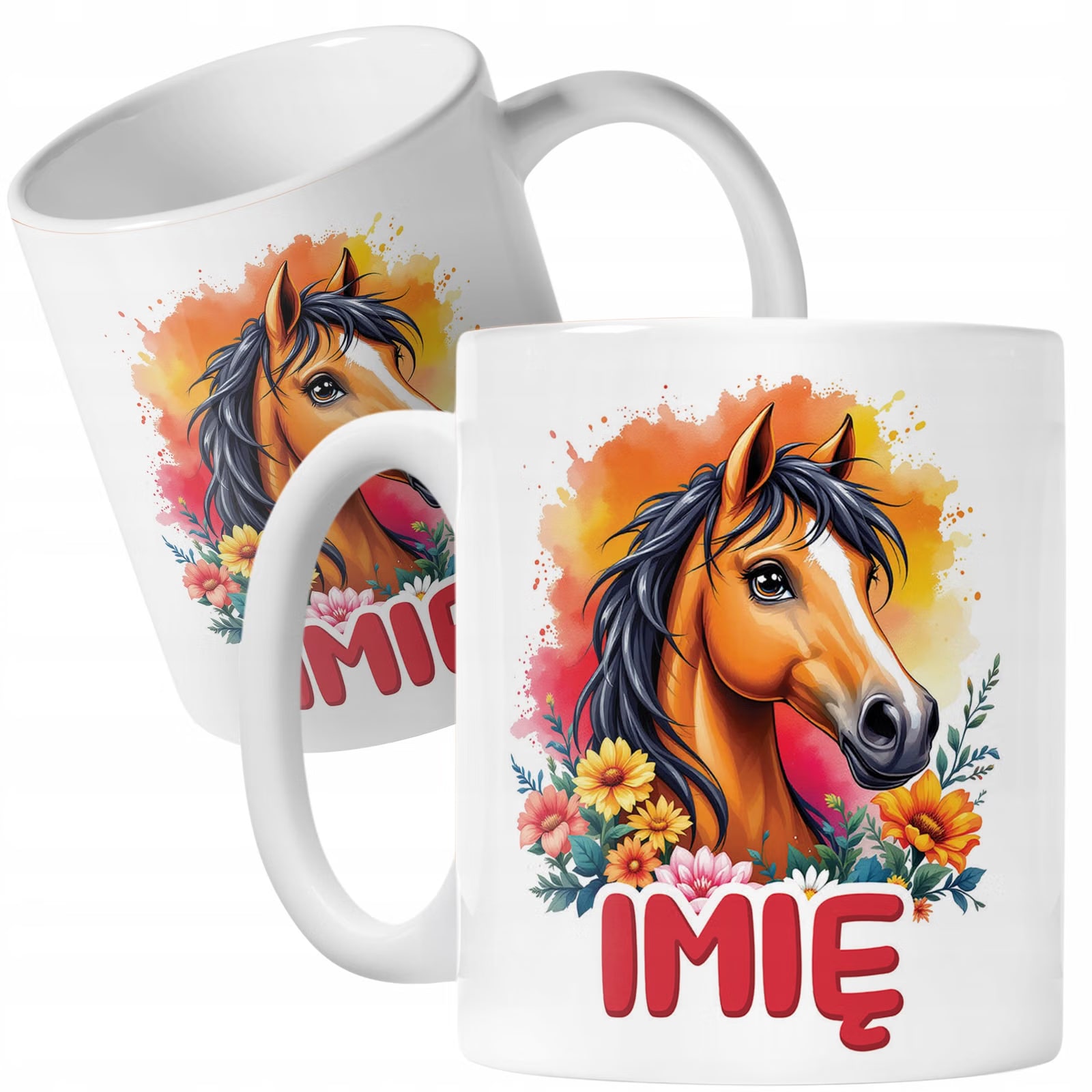 Zestaw personalizowany Kubek + Poduszka Z Koniem Koń Słodki Dla Koniar