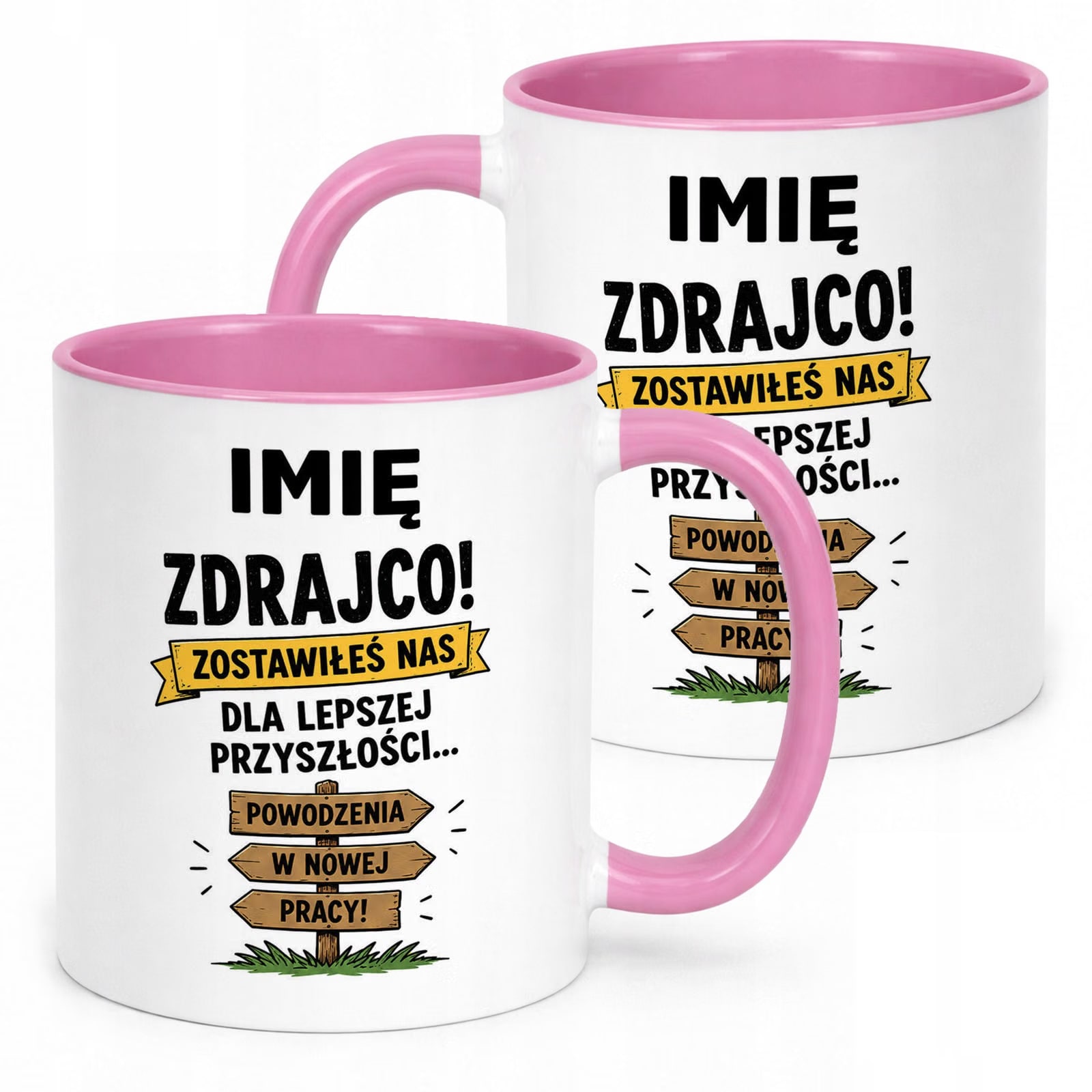 Kubek Różowy Personalizowany z Nadrukiem Pożegnanie Odejście z Pracy