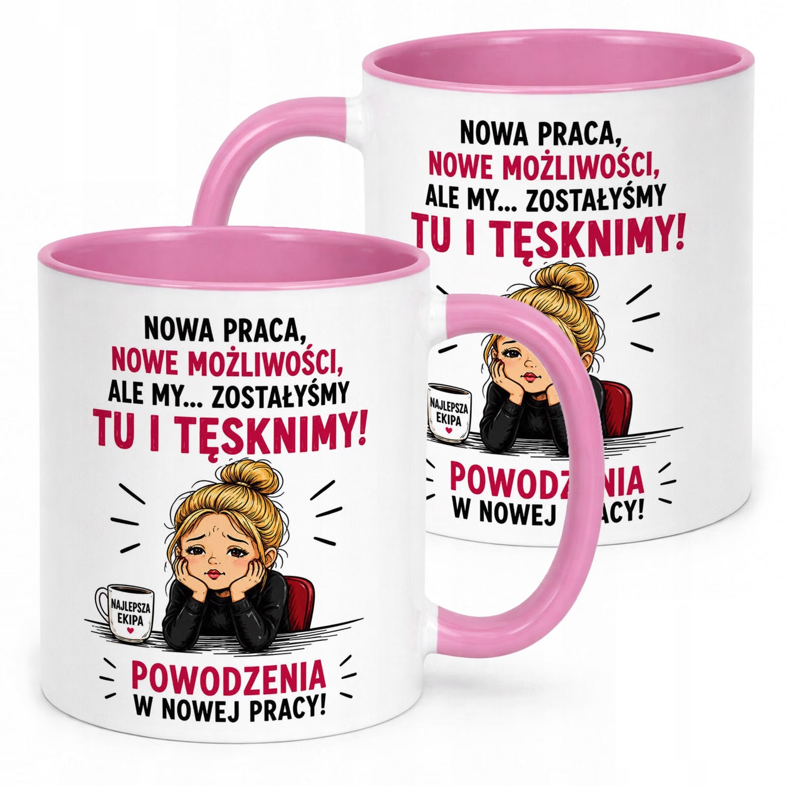 Kubek Różowy z nadrukiem Pożegnanie Odejście z Pracy Dla Koleżanki