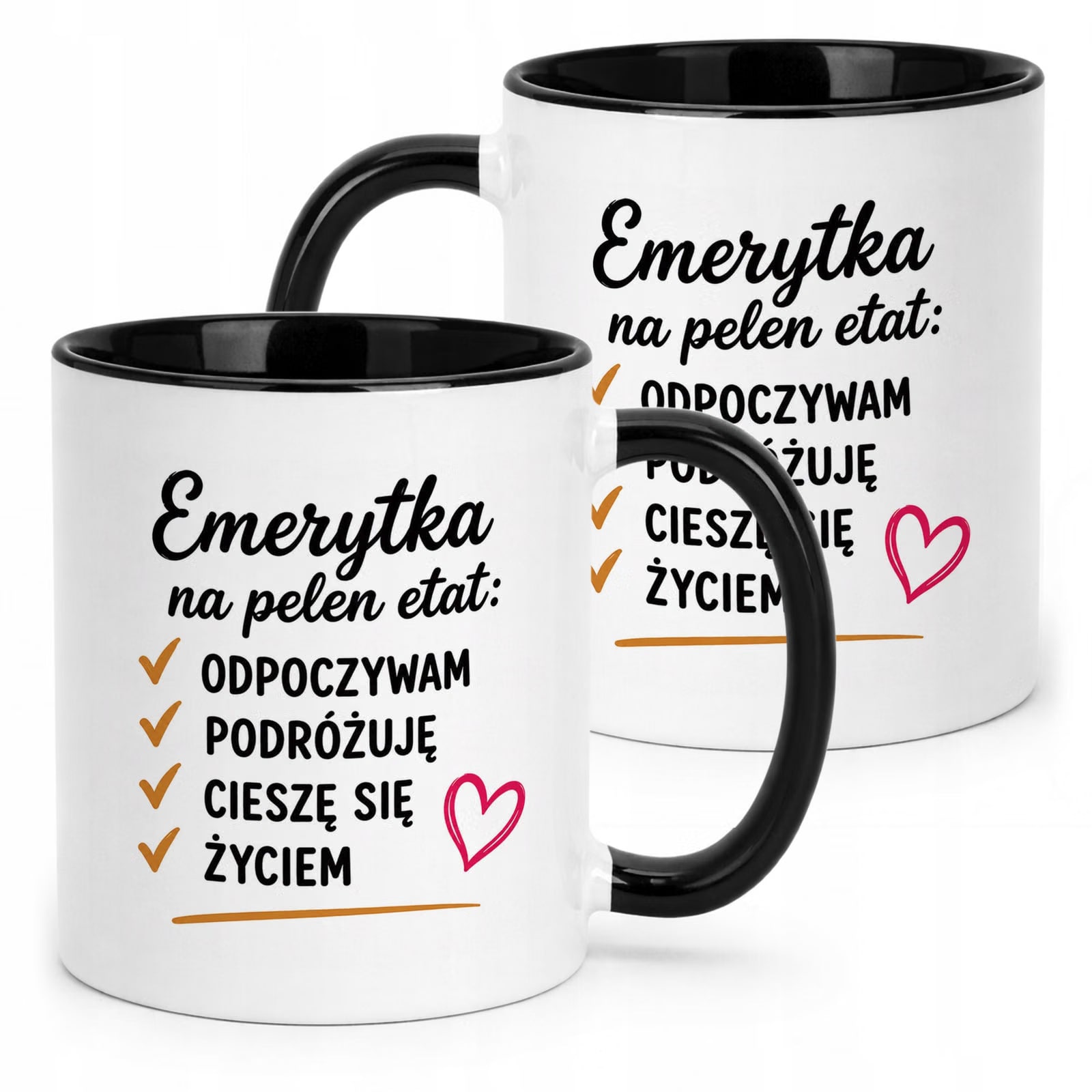 Kubek Czarny z nadrukiem Emerytura Dla Emerytki Upominek Prezent
