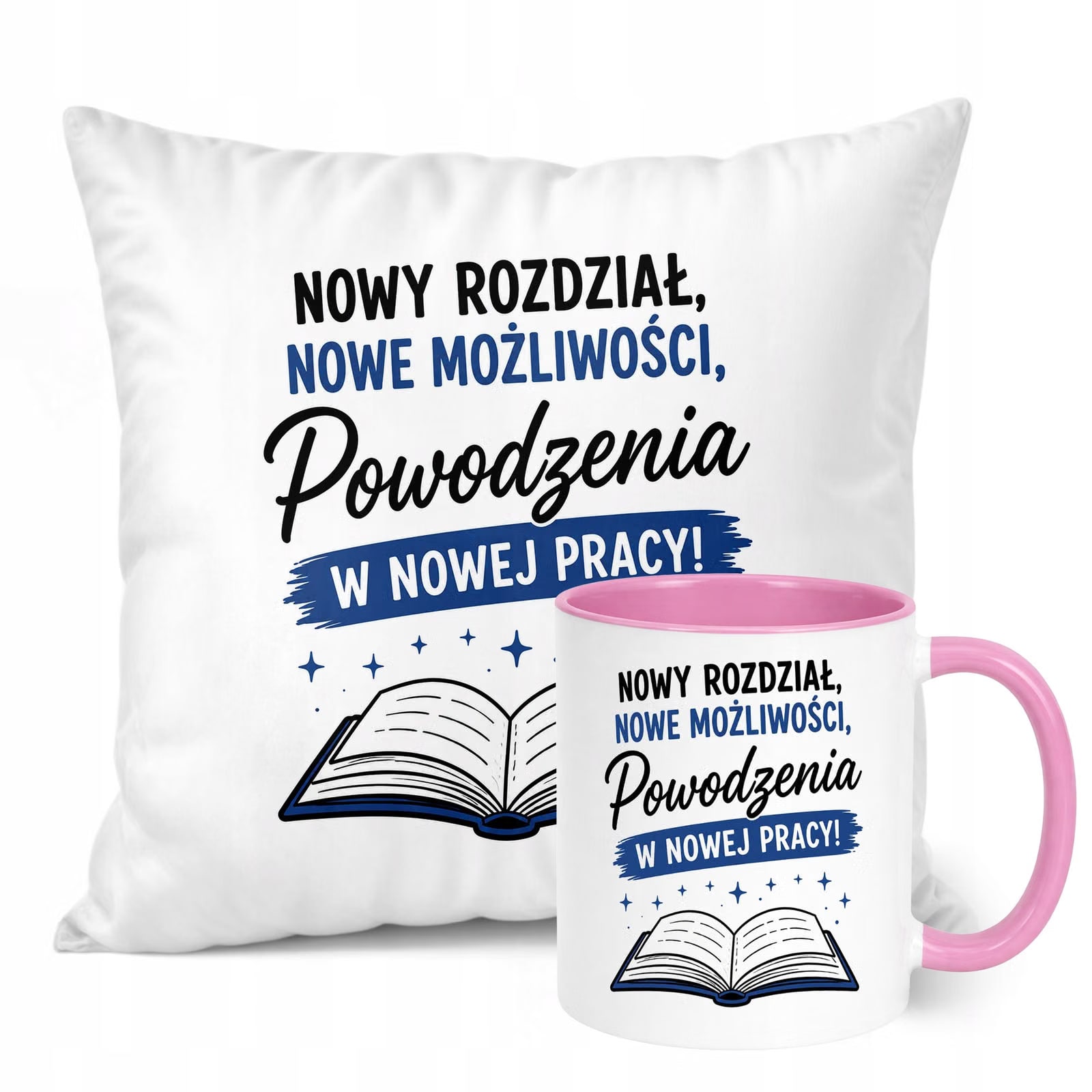 Zestaw Kubek Różowy Poduszka Z Nadrukiem Odejście z Pracy Prezent