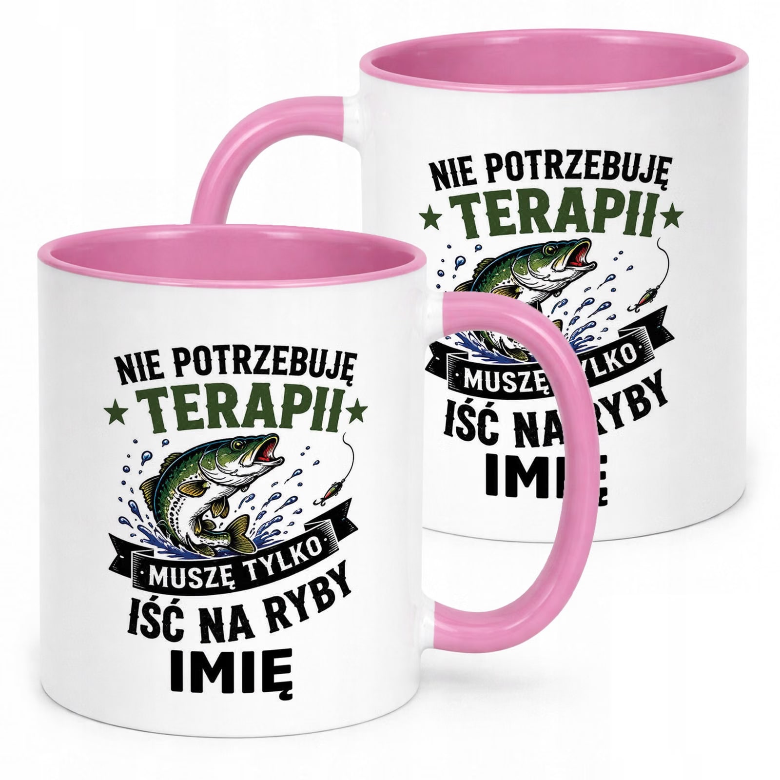 Różowy Kubek Personalizowany z nadrukiem Dla Wędkarza Upominek Prezent