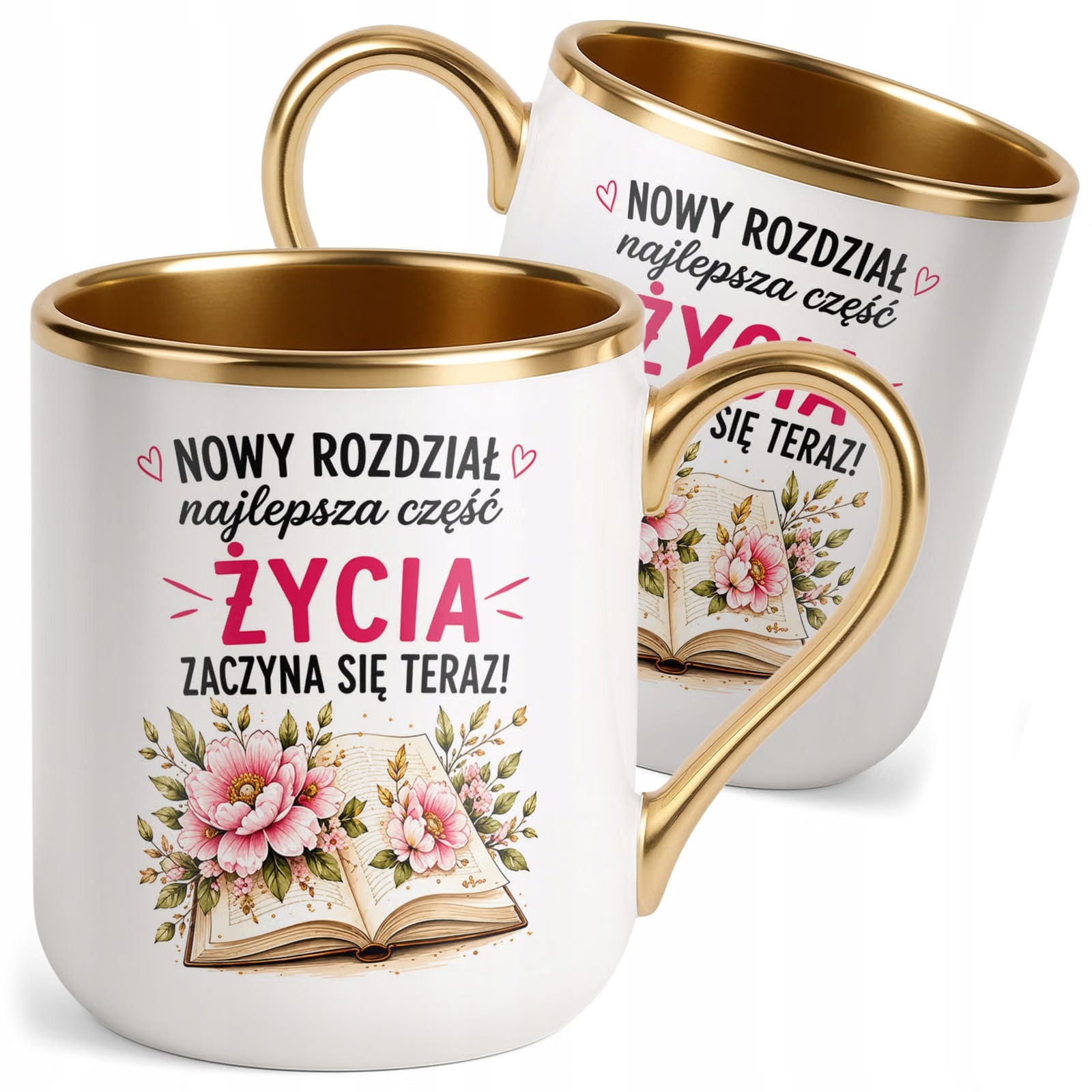 Kubek z nadrukiem Premium Złoty Emerytura Dla Emerytki Upominek Prezent