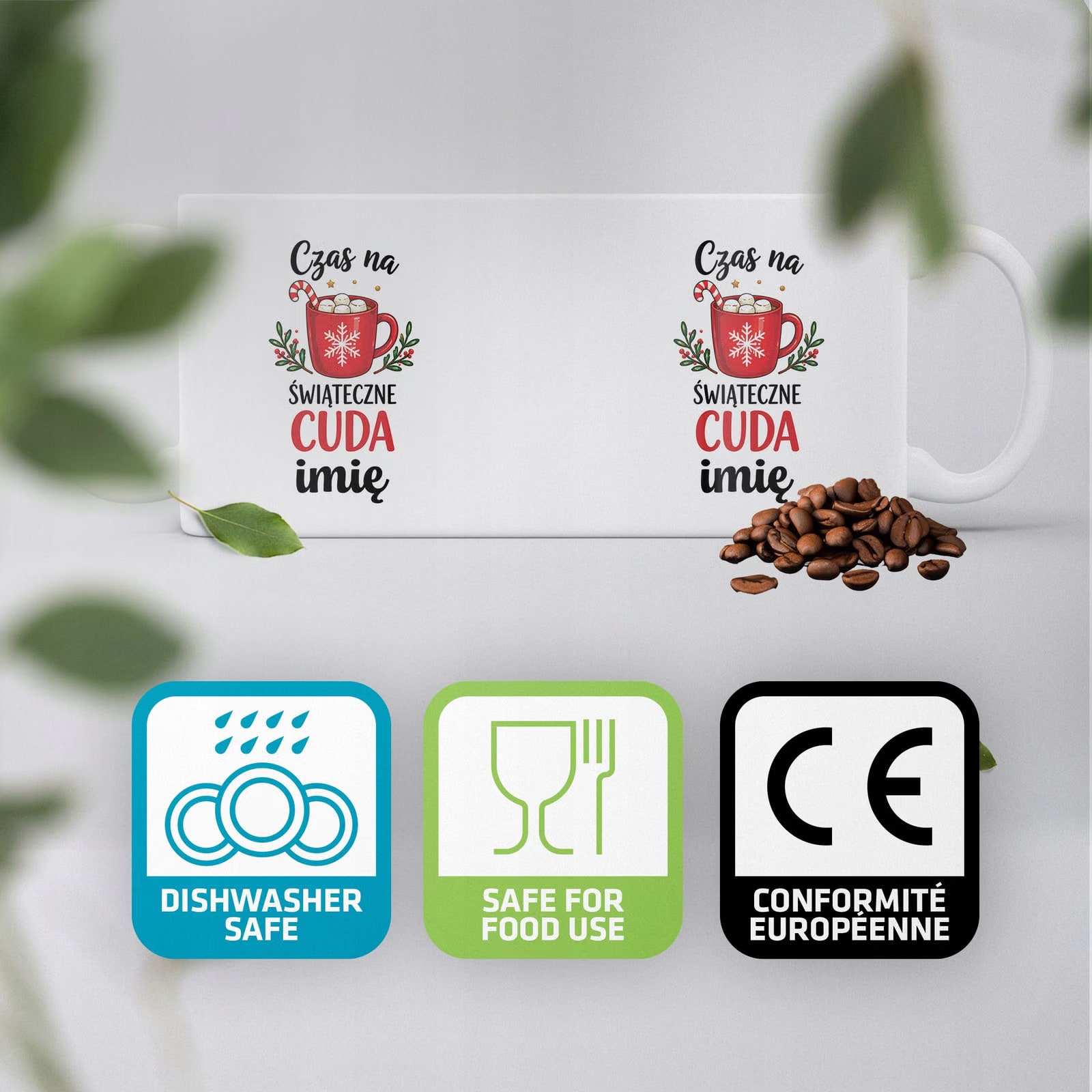 Kubek Biały Personalizowany z Nadrukiem Boże Narodzenie Święta Prezent