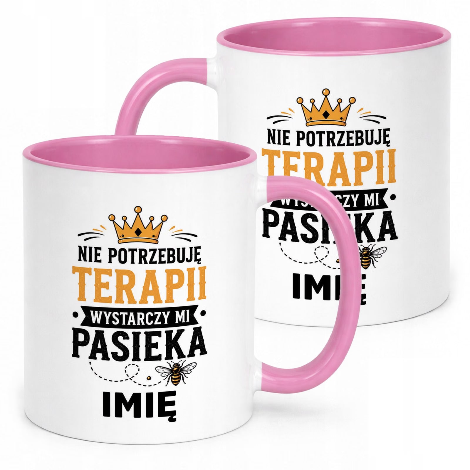 Różowy Kubek Personalizowany z nadrukiem Dla Pszczelarza Upominek Prezent