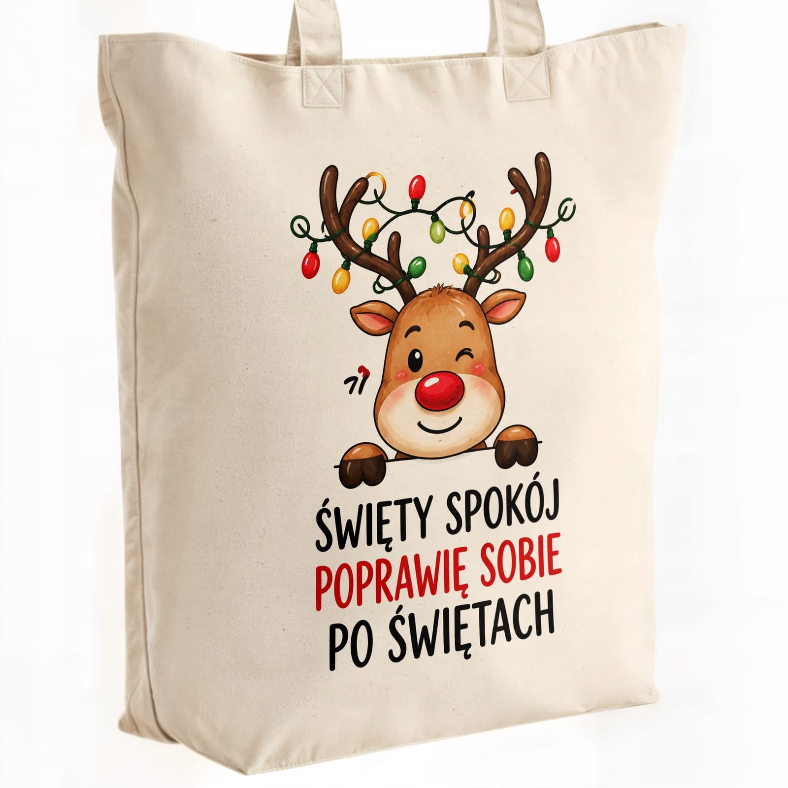 Torba shopper bawełniana premium święta boże narodzenie z nadrukiem