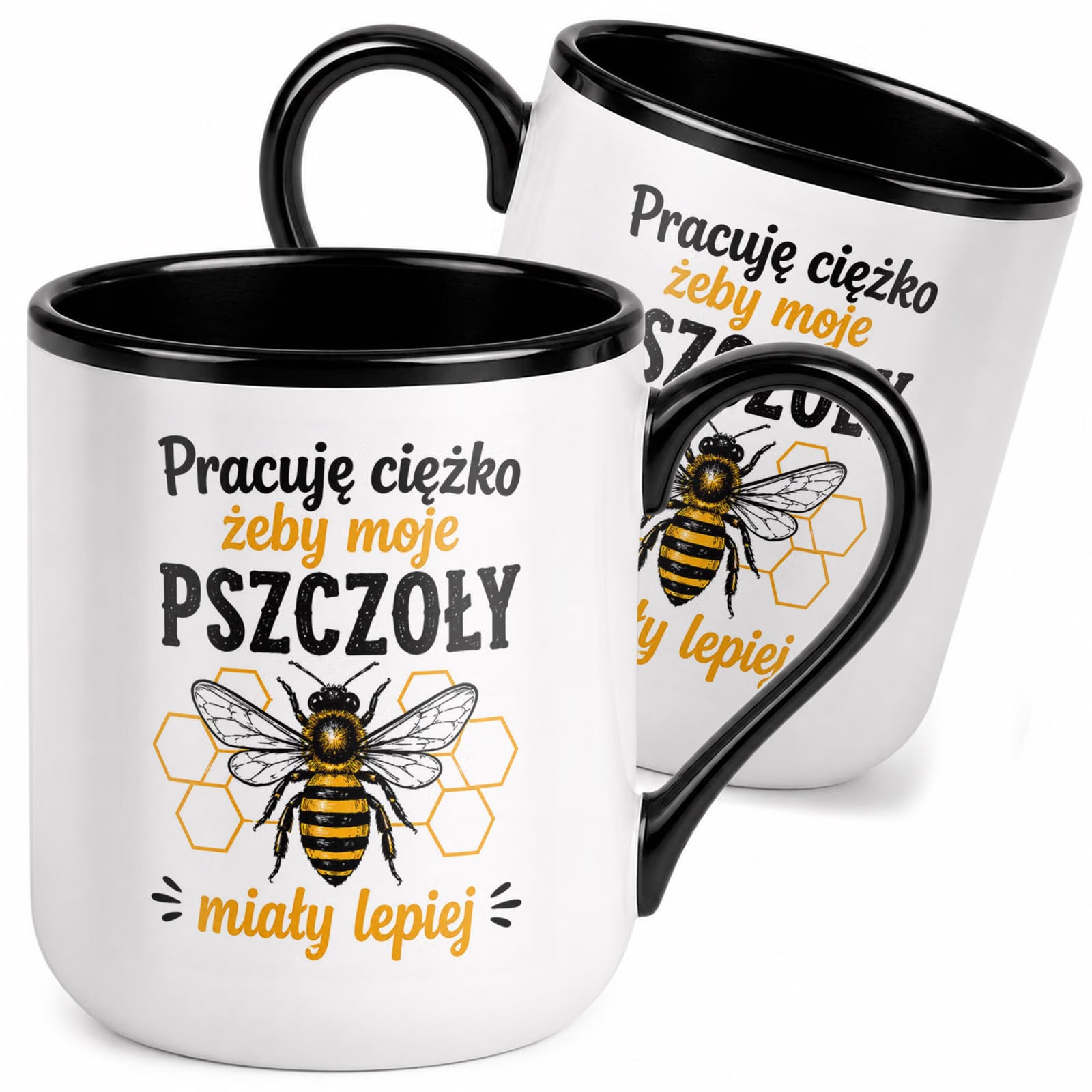 Kubek z nadrukiem Premium Czarny Dla Pszczelarza Szef Pasieki Prezent