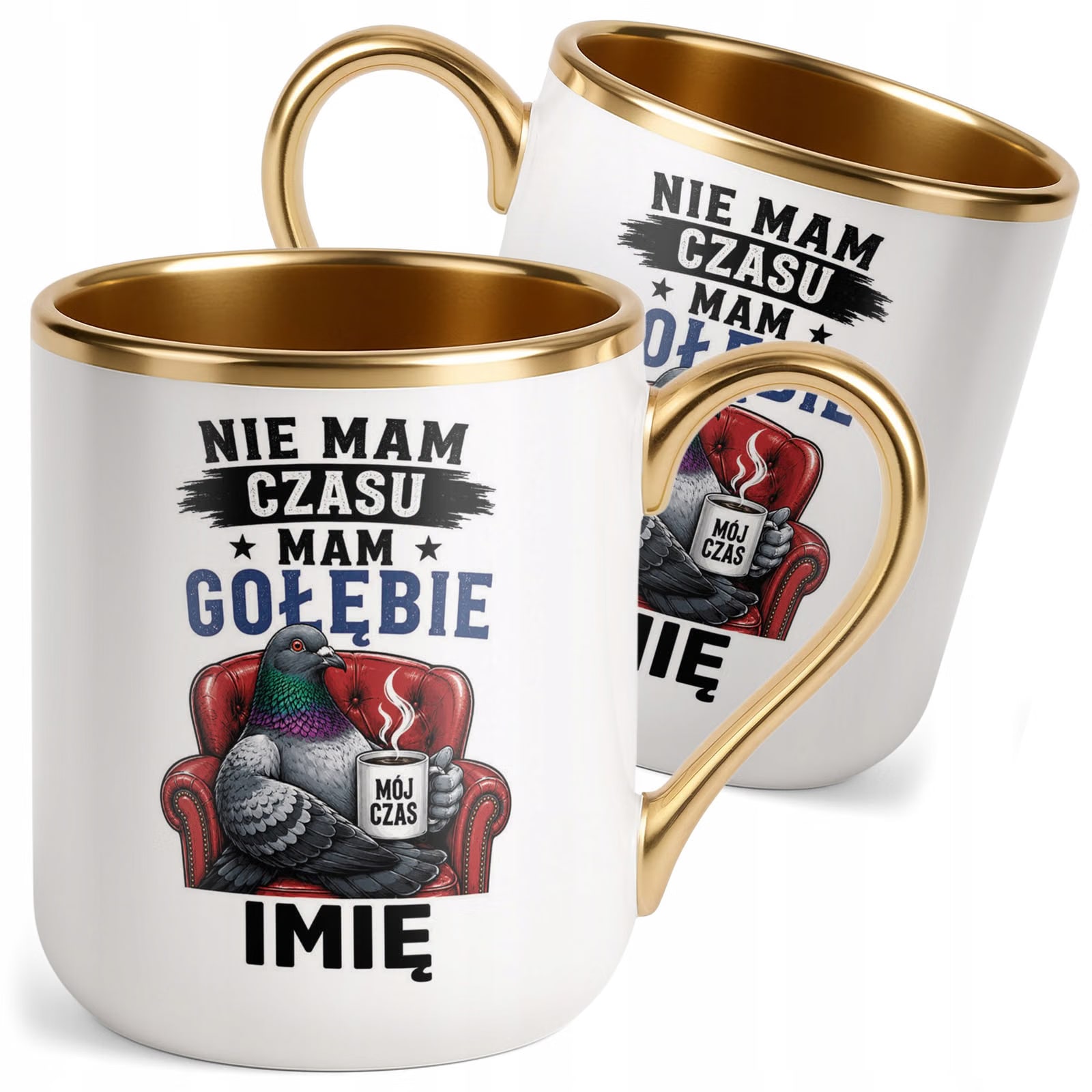 Kubek Personalizowany z nadrukiem Premium Złoty Dla Gołębiarza Prezent