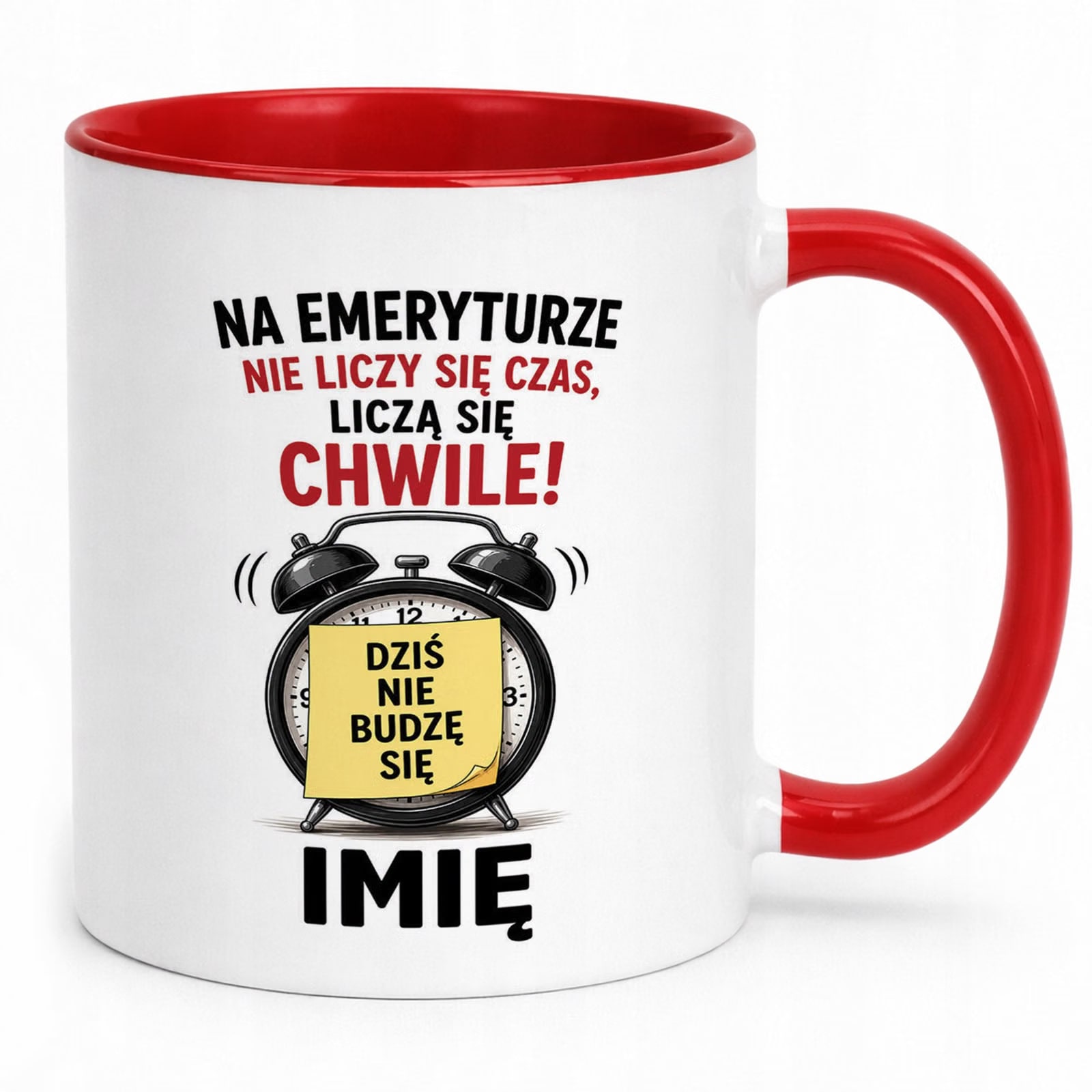 Kubek Czerwony Personalizowany z Nadrukiem Emerytura Upominek Prezent