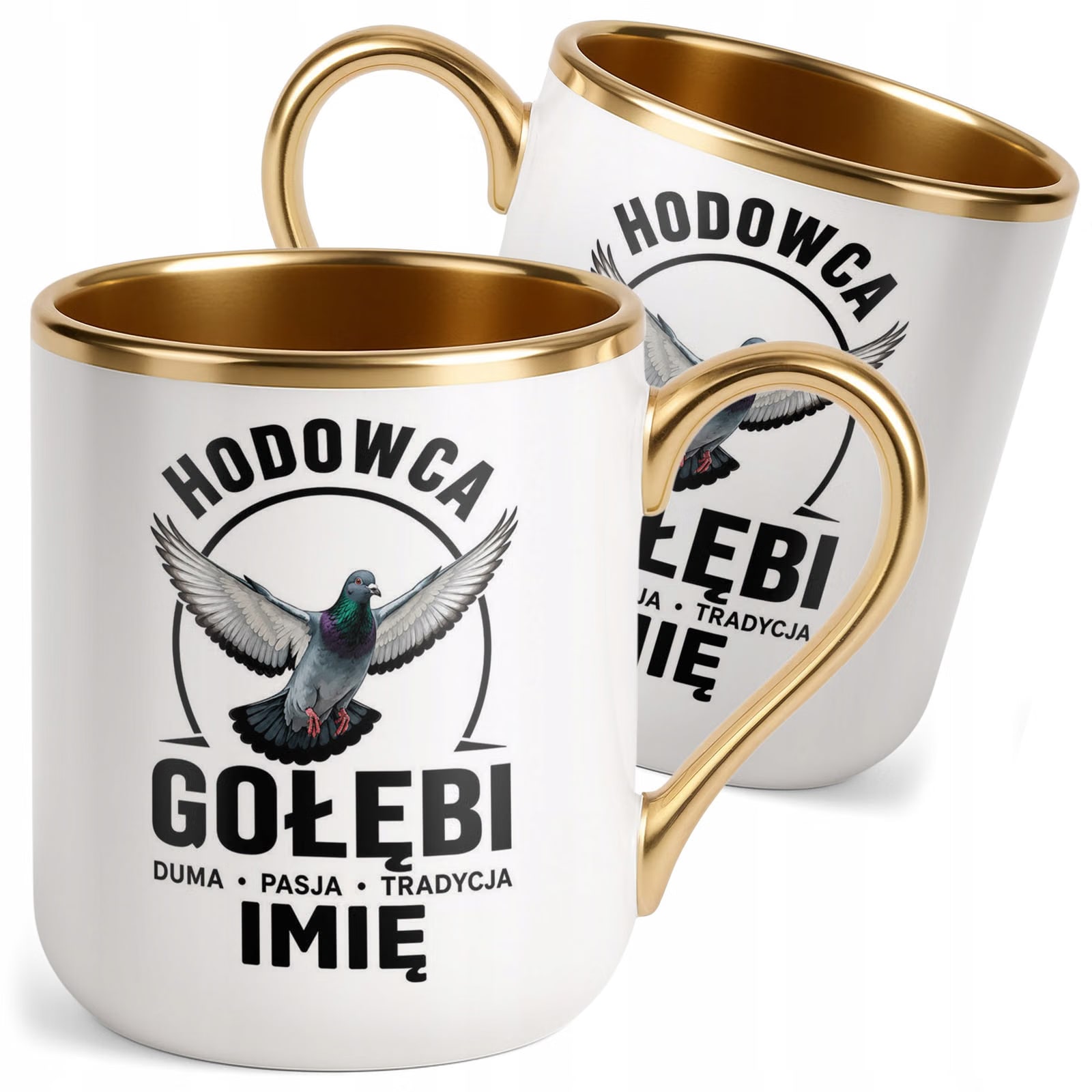 Kubek Personalizowany z nadrukiem Premium Złoty Dla Gołębiarza Prezent