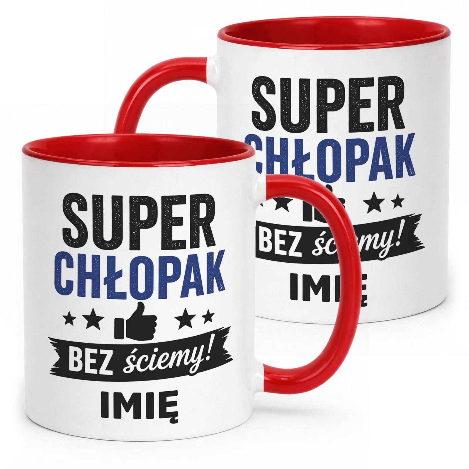 Czerwony Kubek personalizowany z nadrukiem Dzień Chłopaka Mężczyzny Prezent