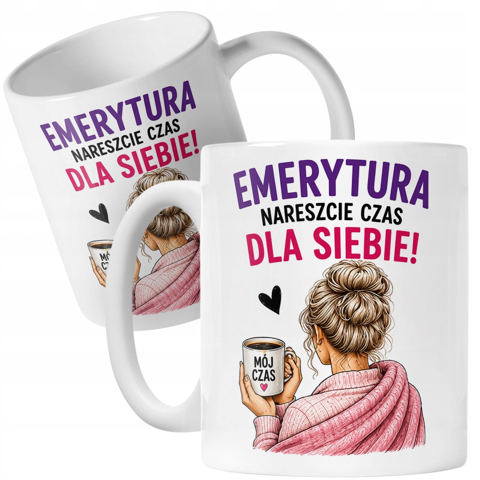 Biały Kubek z nadrukiem Emerytura Dla Emerytki Upominek Prezent