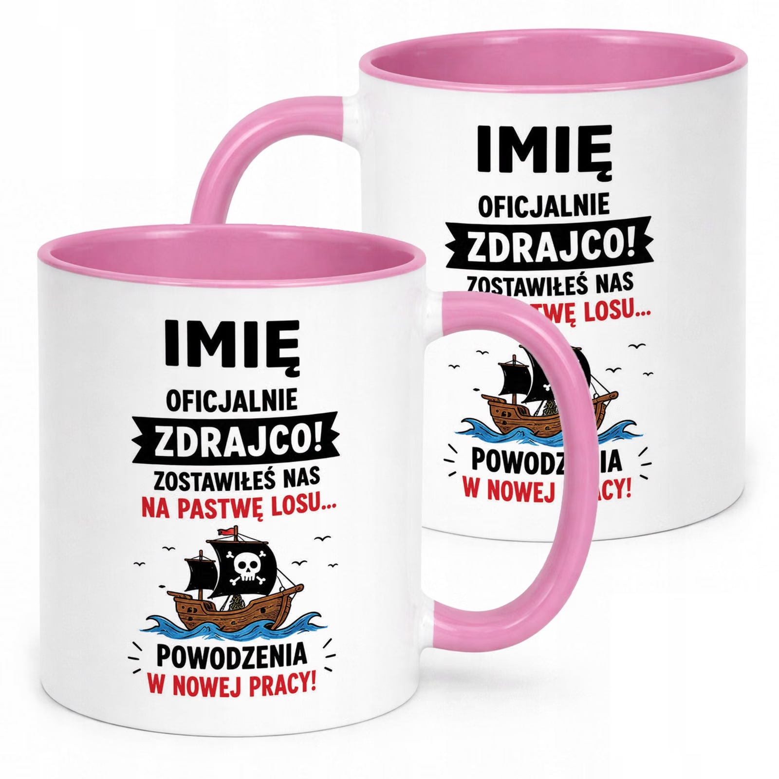 Kubek Różowy Personalizowany z Nadrukiem Pożegnanie Odejście z Pracy
