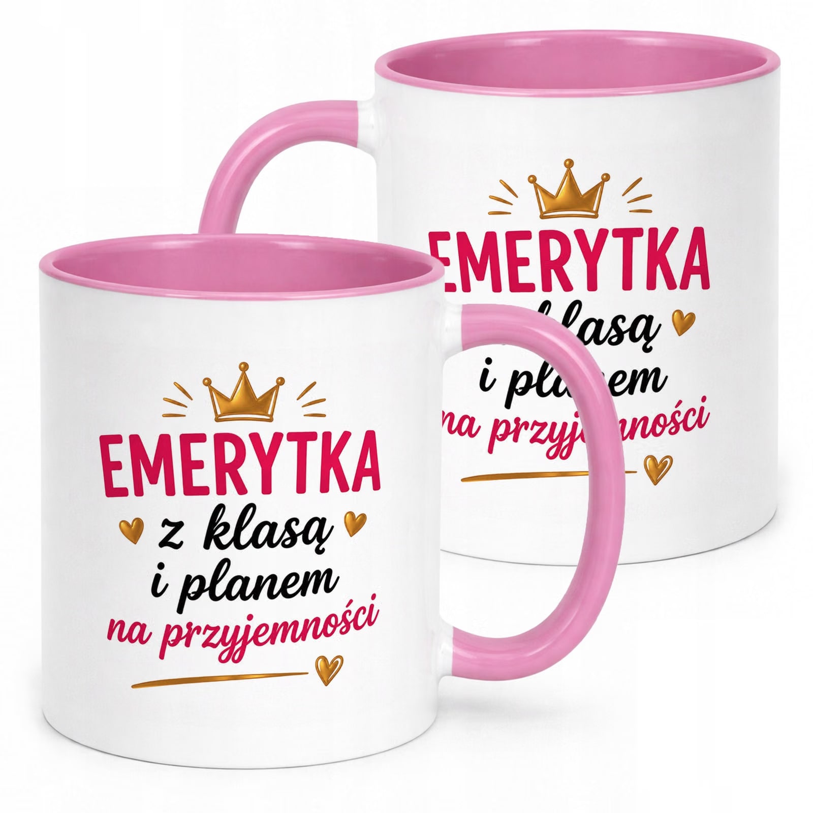 Kubek Różowy z nadrukiem Emerytura Dla Emerytki Upominek Prezent